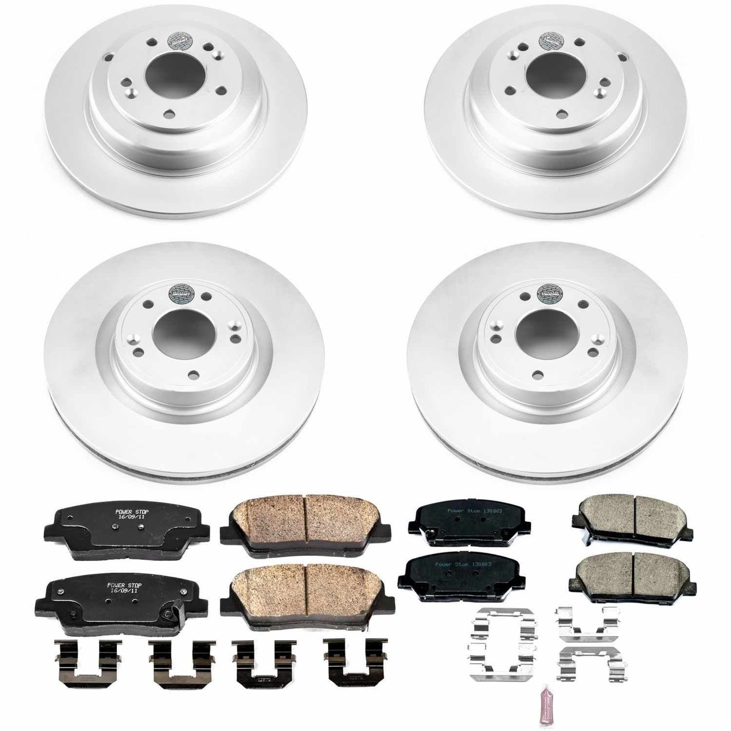 Power Stop 10-16 Hyundai Genesis Coupe Front & Rear Z17 Evolution Geomet Coated Brake Kit