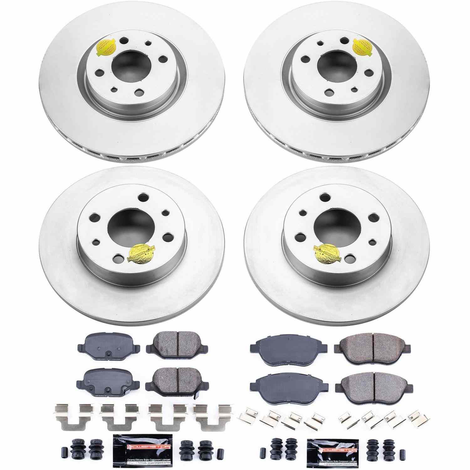 Power Stop 12-18 Fiat 500 Front & Rear Z23 Evolution Sport Coated Brake Kit
