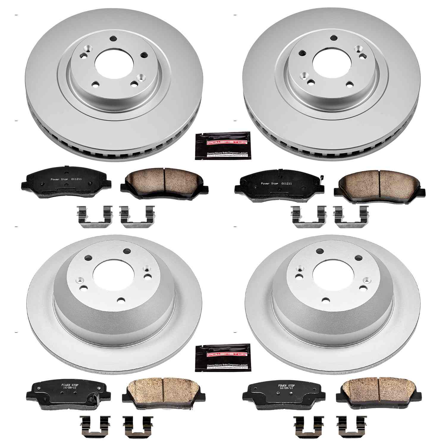 Power Stop 13-16 Hyundai Santa Fe Front & Rear Z17 Evolution Geomet Coated Brake Kit