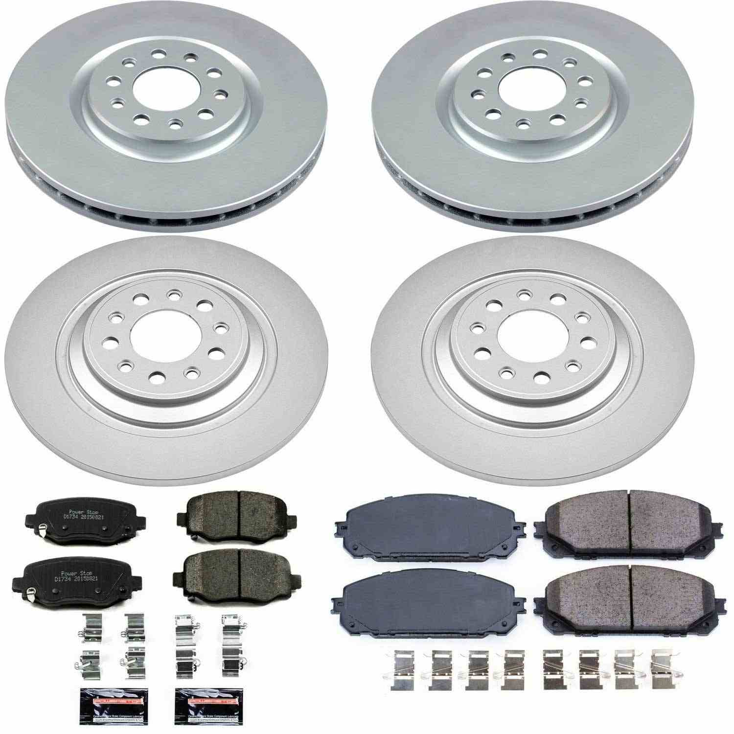 Power Stop 17-19 Jeep Cherokee Front & Rear Z17 Evolution Geomet Coated Brake Kit