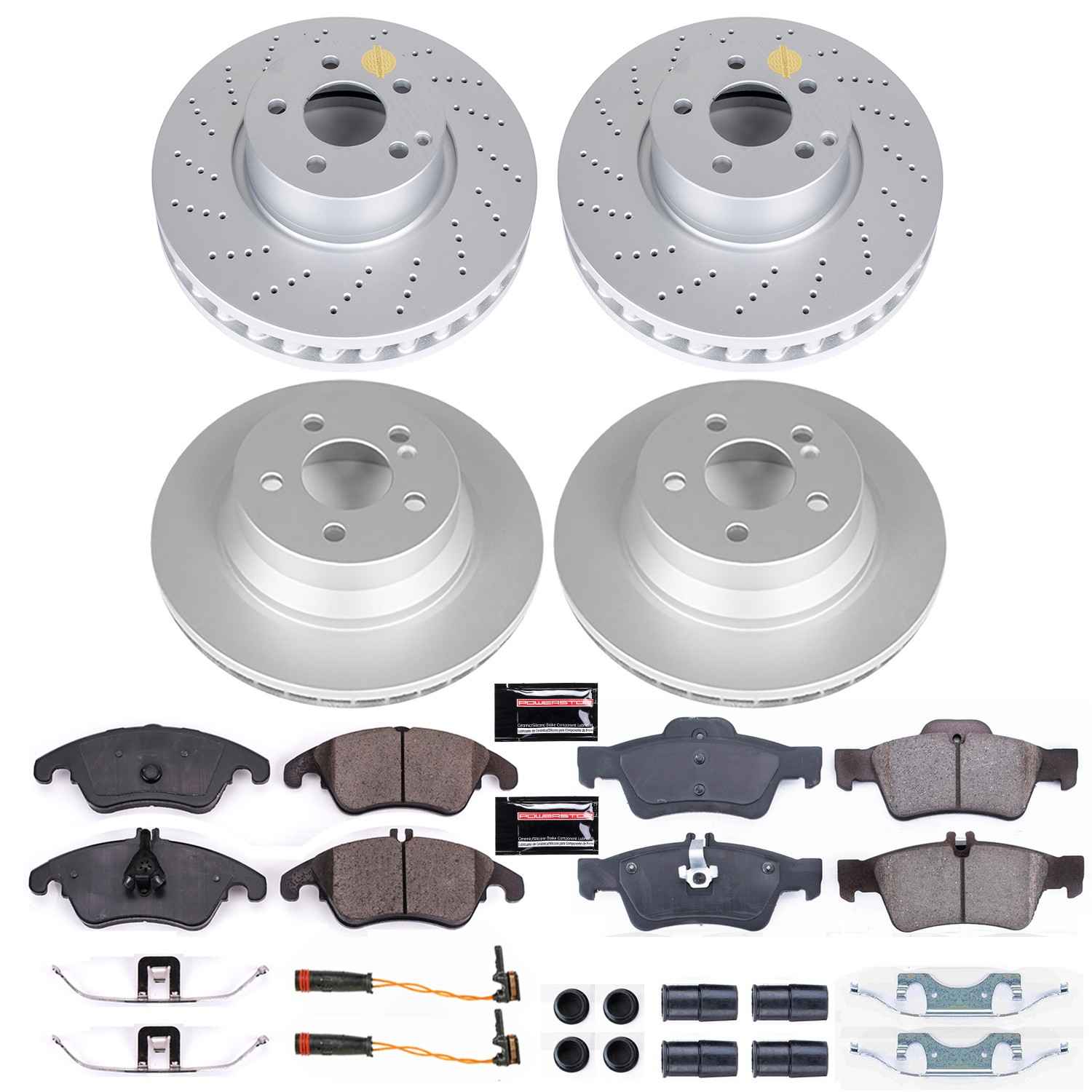 Power Stop 10-14 Mercedes-Benz E350 Front & Rear Z23 Evolution Sport Coated Brake Kit