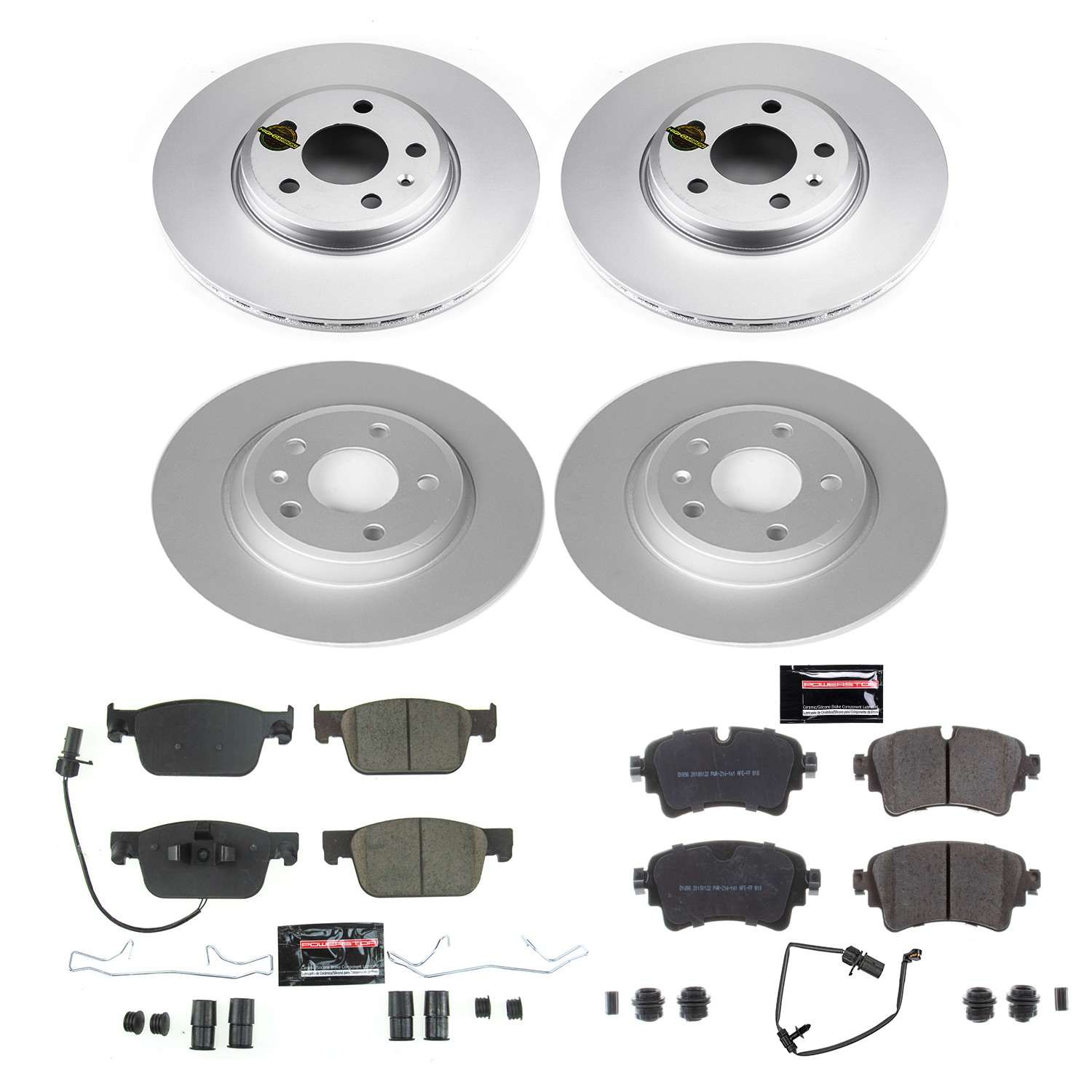 Power Stop 17-19 Audi A4 Front & Rear Z23 Evolution Sport Coated Brake Kit