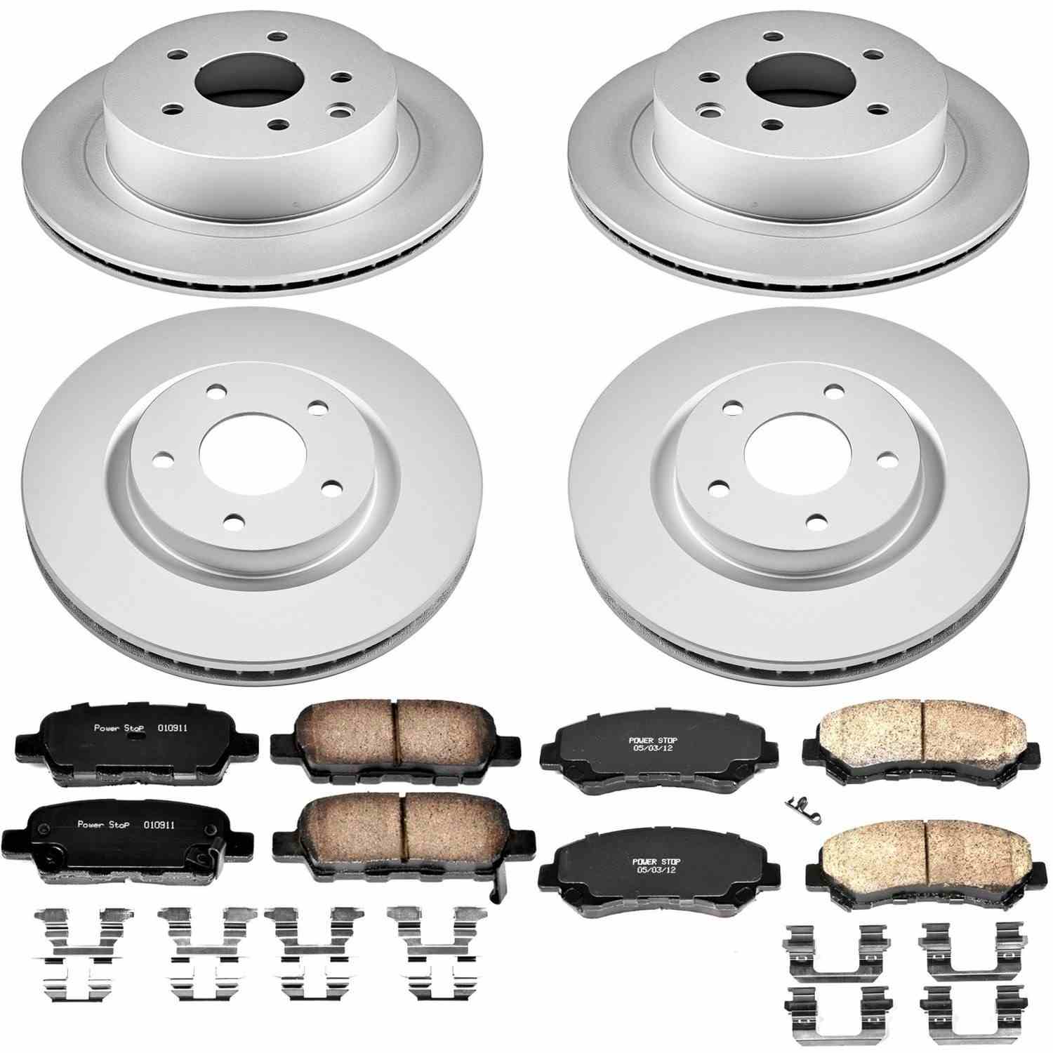 Power Stop 08-14 Nissan Rogue Front & Rear Z17 Evolution Geomet Coated Brake Kit