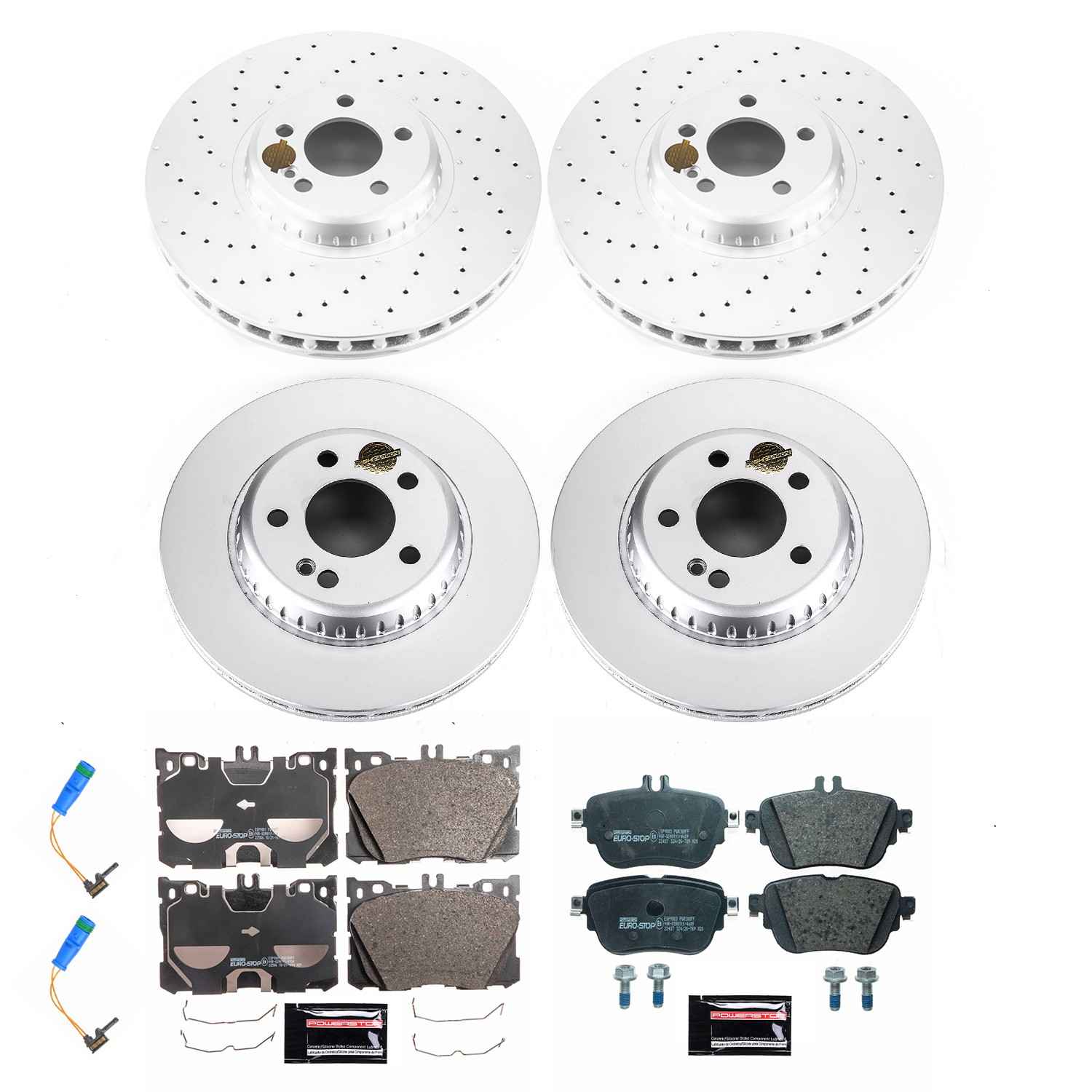 Power Stop 20-21 Mercedes-Benz E350 Front & Rear Eurostop Brake Kit