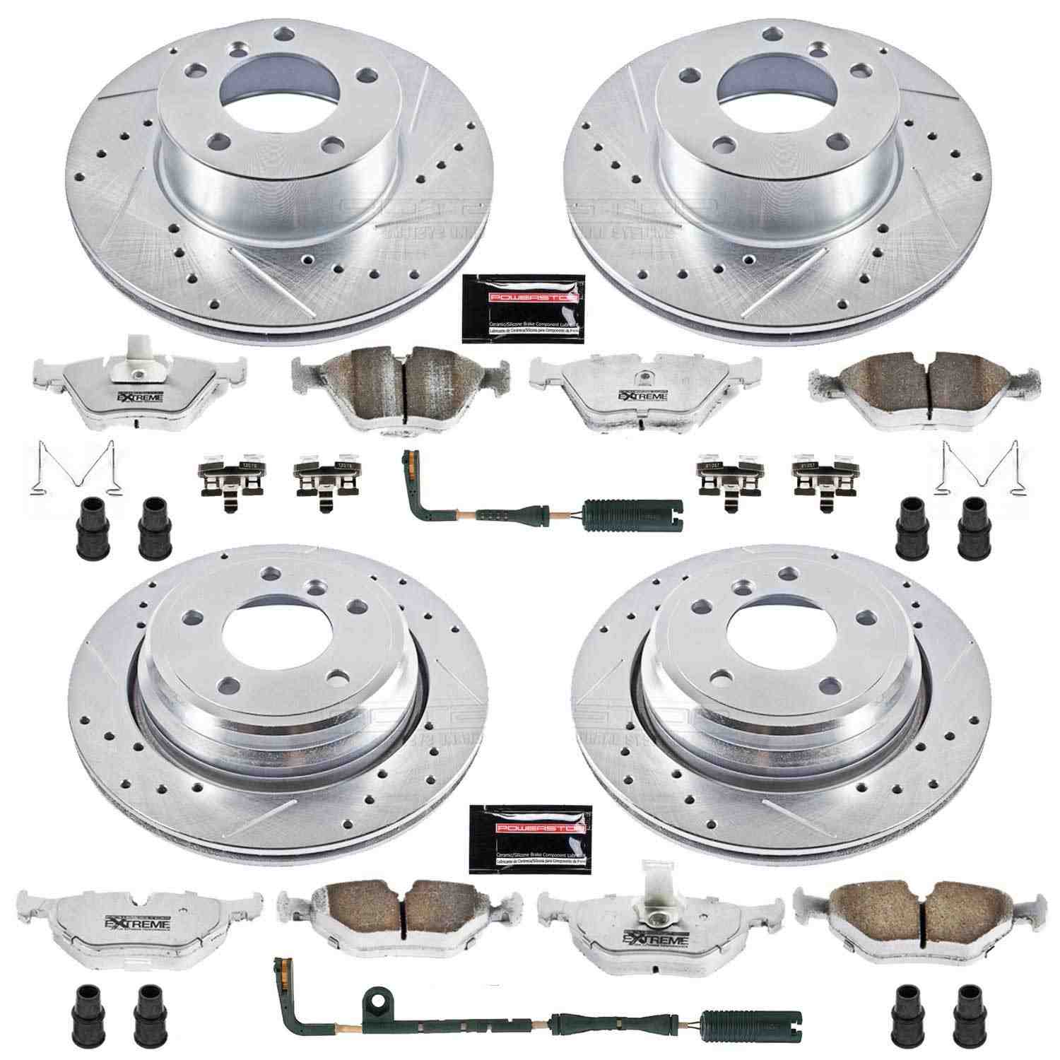 Power Stop 01-03 BMW 525i Front & Rear Z26 Street Warrior Brake Kit