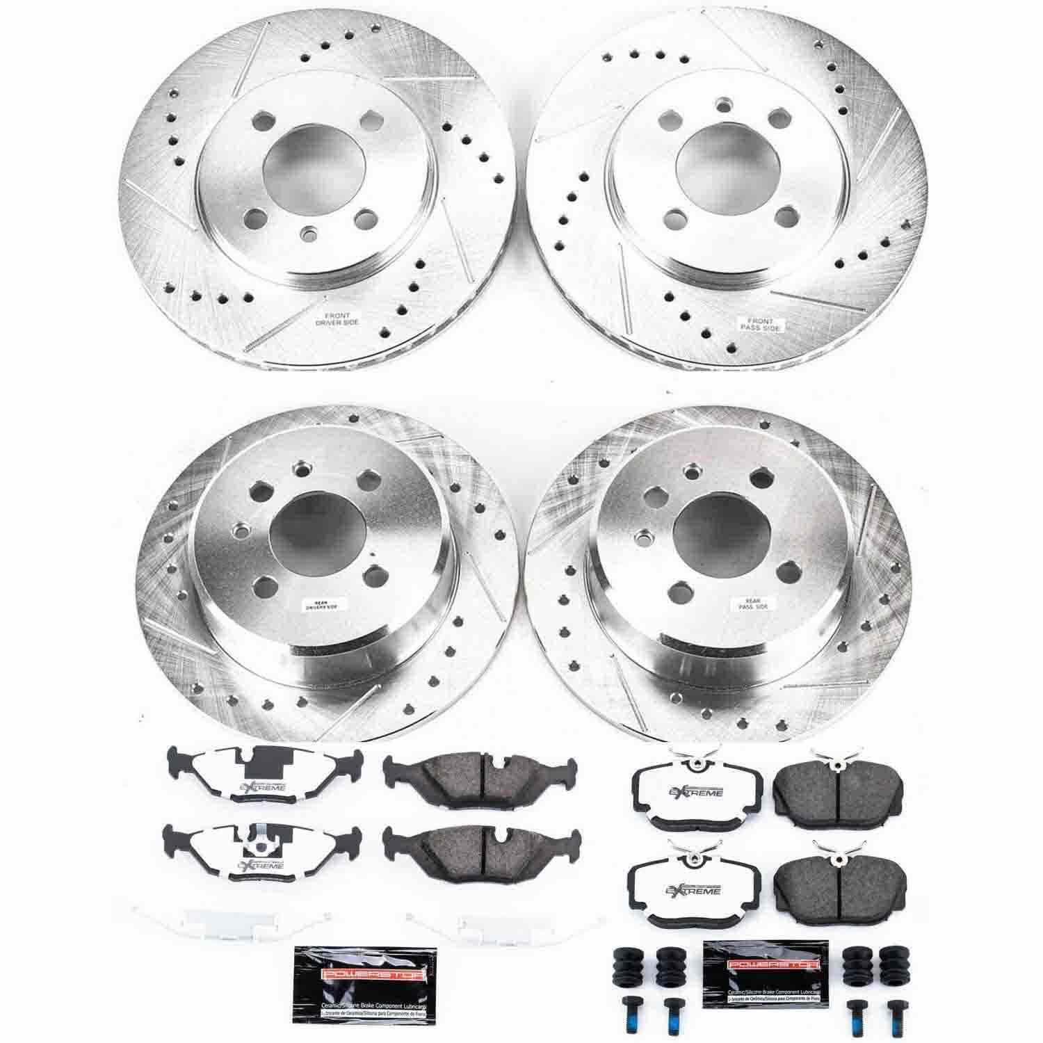 Power Stop 91-92 BMW 318i Front & Rear Z26 Street Warrior Brake Kit