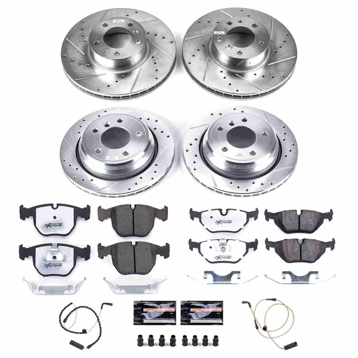 Power Stop 99-00 BMW 540i Front & Rear Z26 Street Warrior Brake Kit