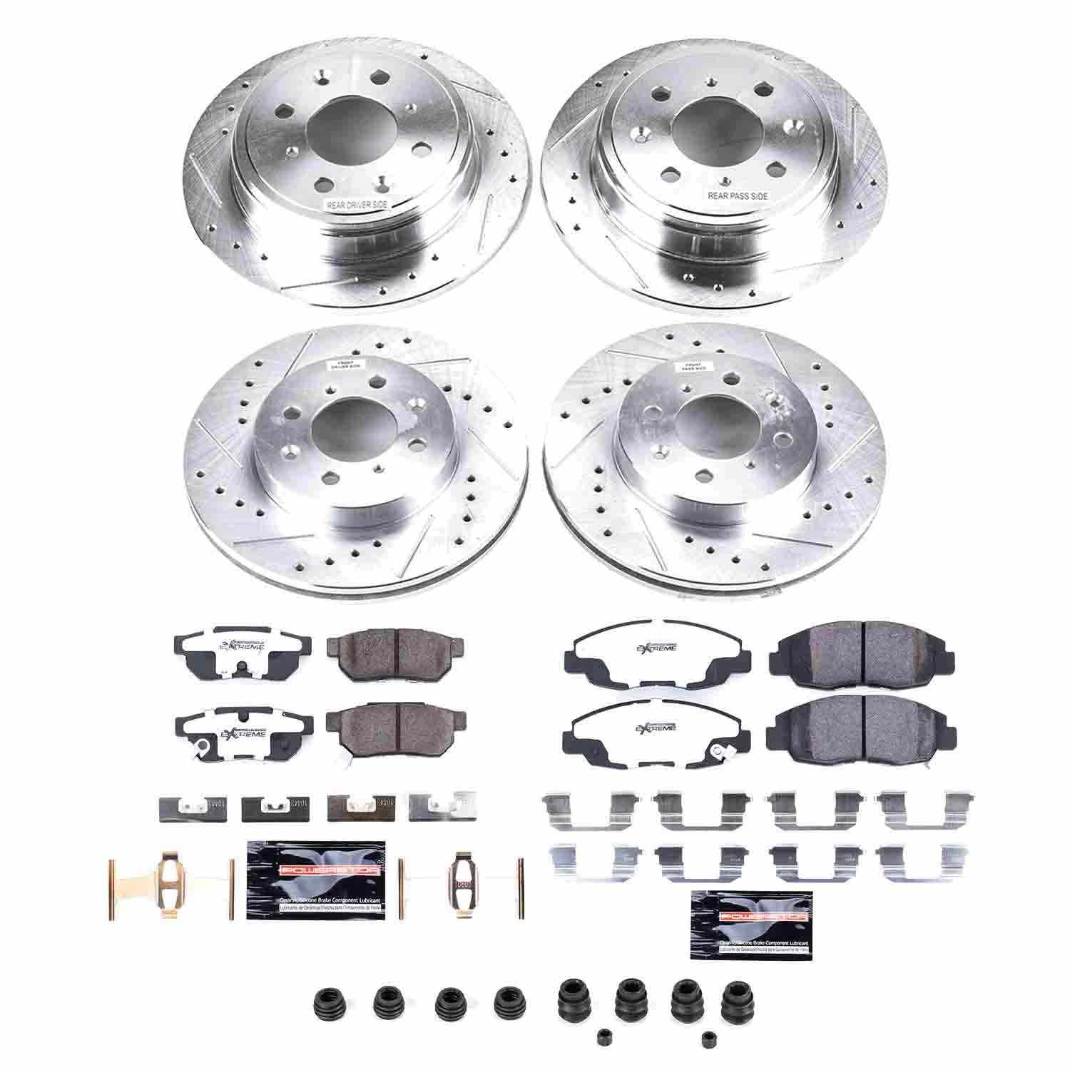 Power Stop 99-00 Honda Civic Front & Rear Z26 Street Warrior Brake Kit