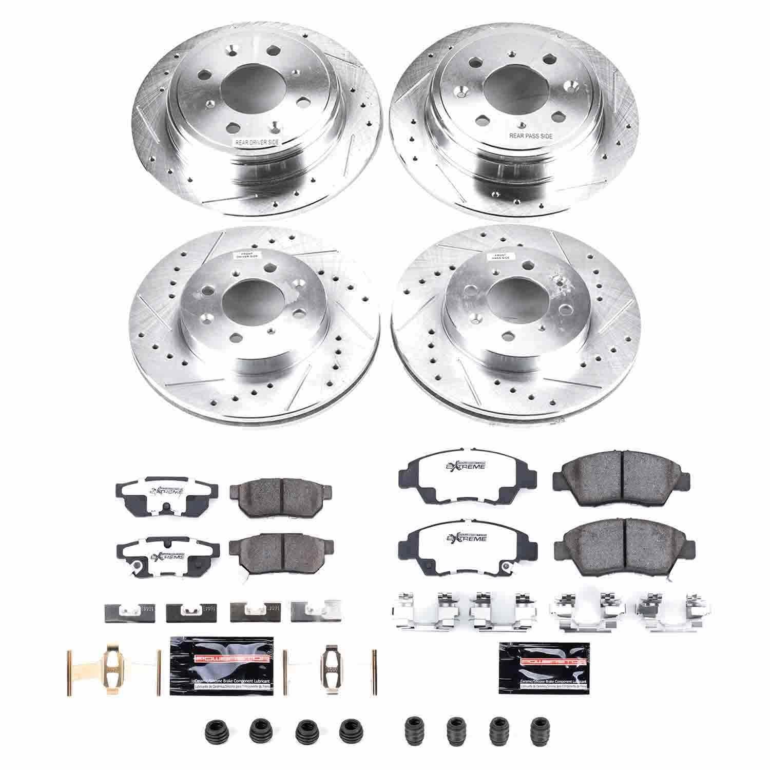 Power Stop 94-97 Honda Civic del Sol Front & Rear Z26 Street Warrior Brake Kit