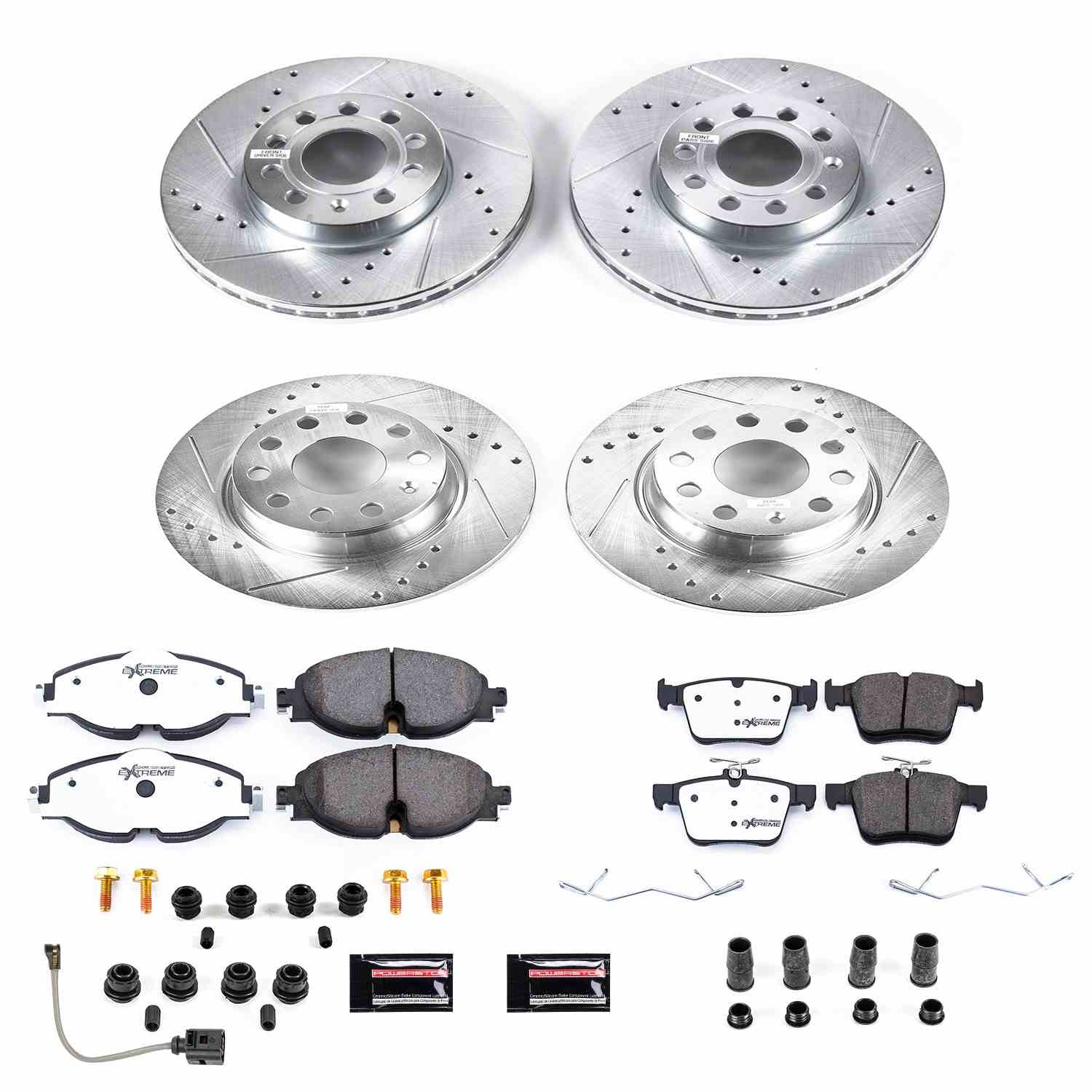 Power Stop 15-18 Audi A3 Front & Rear Z23 Evolution Sport Brake Kit