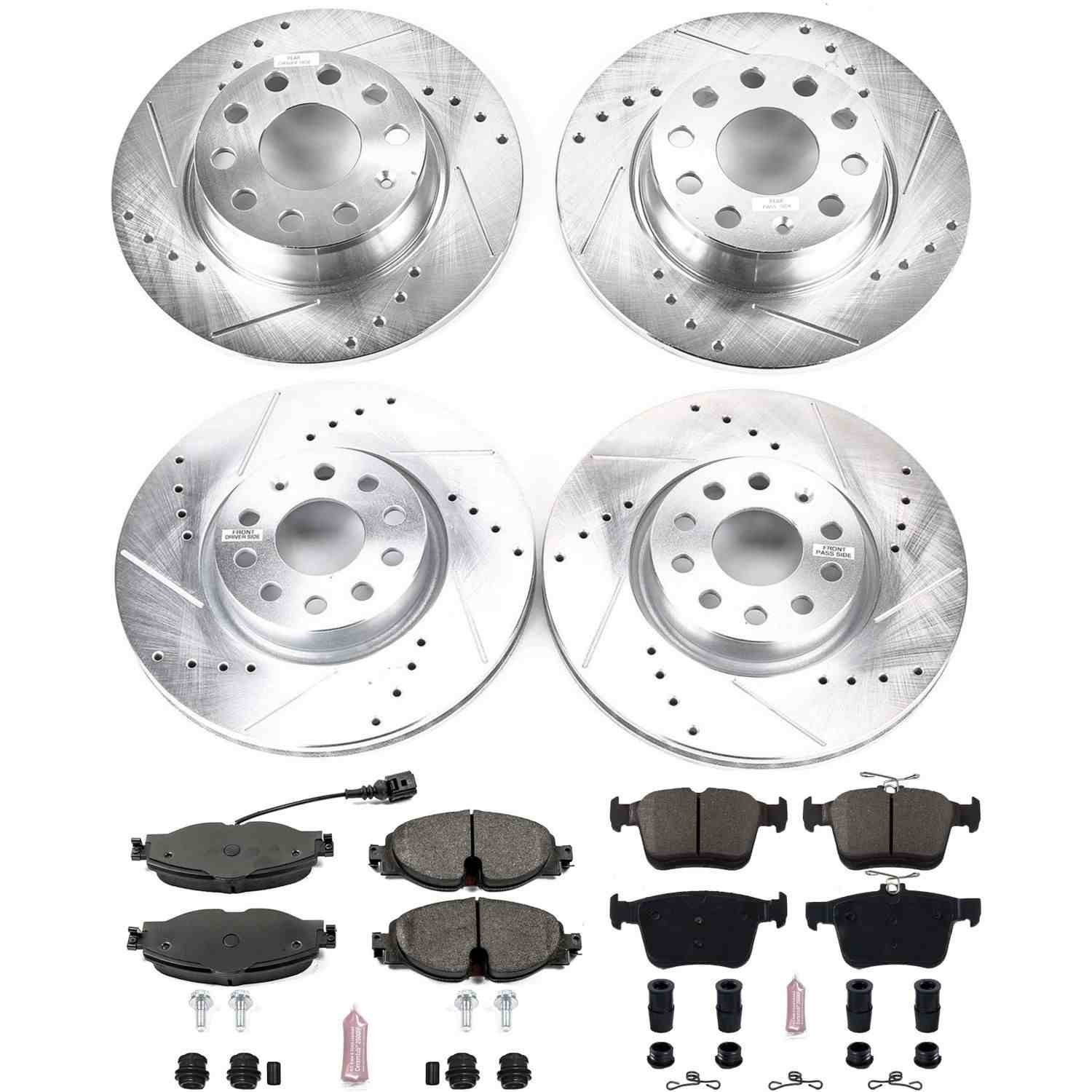 Power Stop 15-18 Audi A3 Front & Rear Z23 Evolution Sport Brake Kit