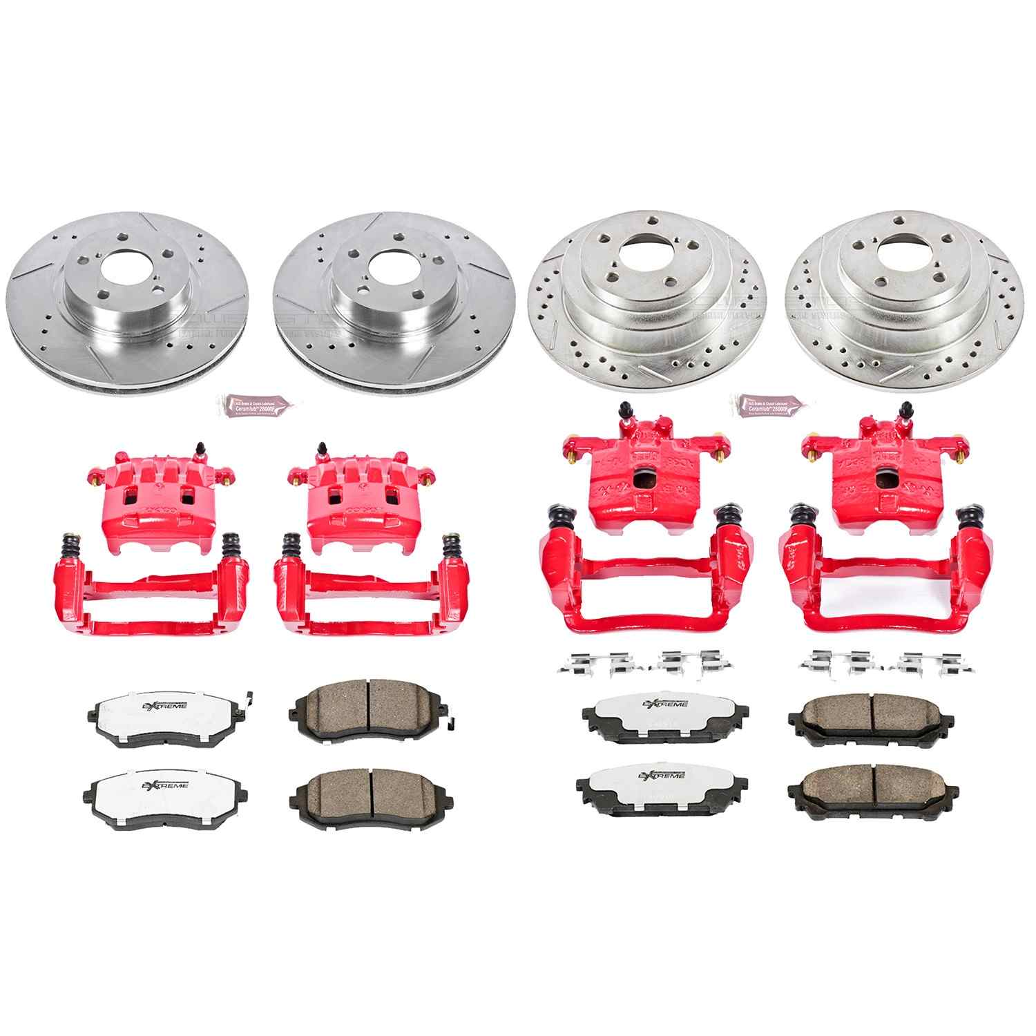 Power Stop 05-06 Saab 9-2X Front & Rear Z26 Street Warrior Brake Kit w/Calipers