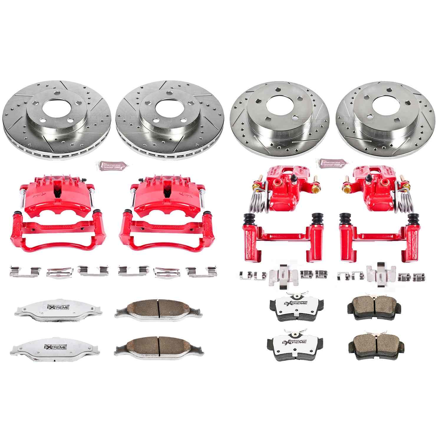 Power Stop 99-02 Ford Mustang Front & Rear Z26 Street Warrior Brake Kit w/Calipers