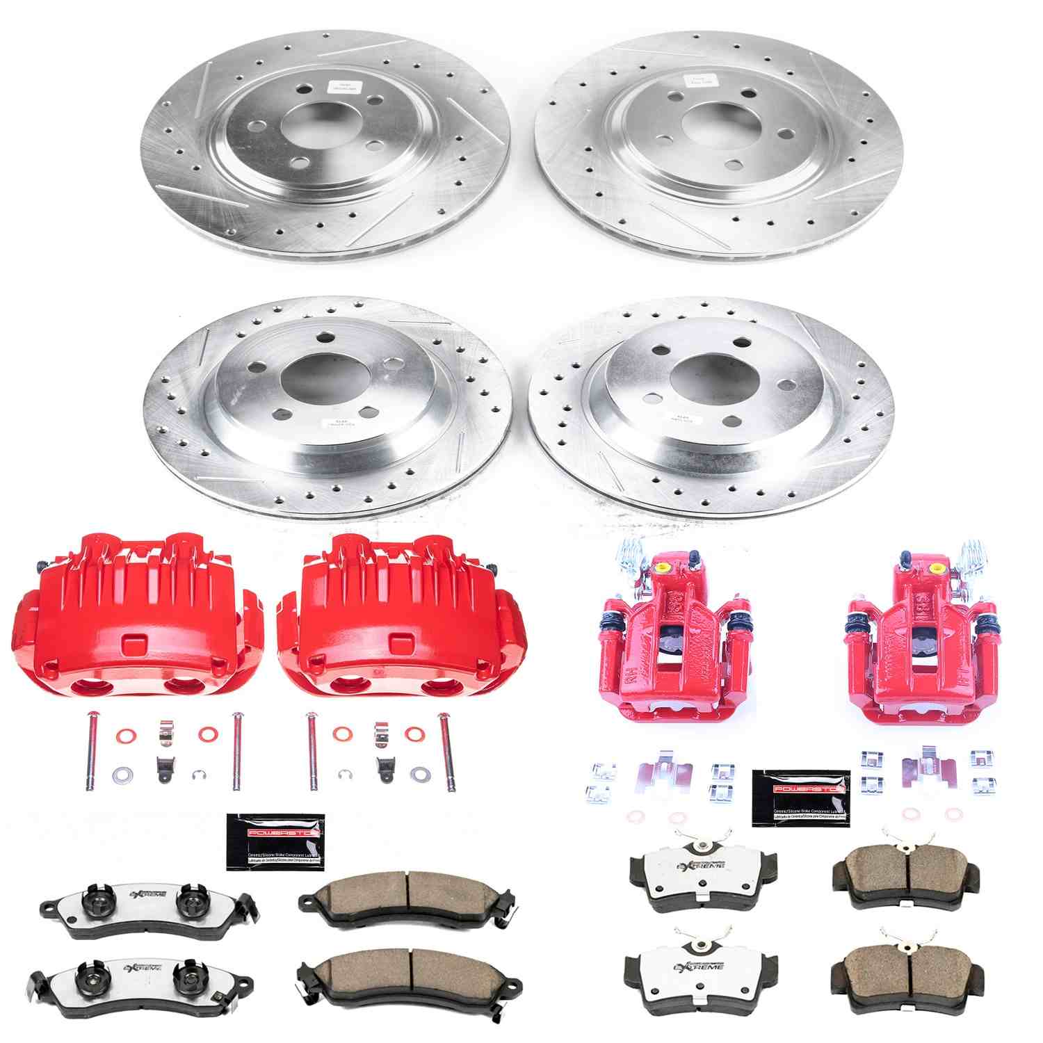 Power Stop 94-98 Ford Mustang Front & Rear Z26 Street Warrior Brake Kit w/Calipers