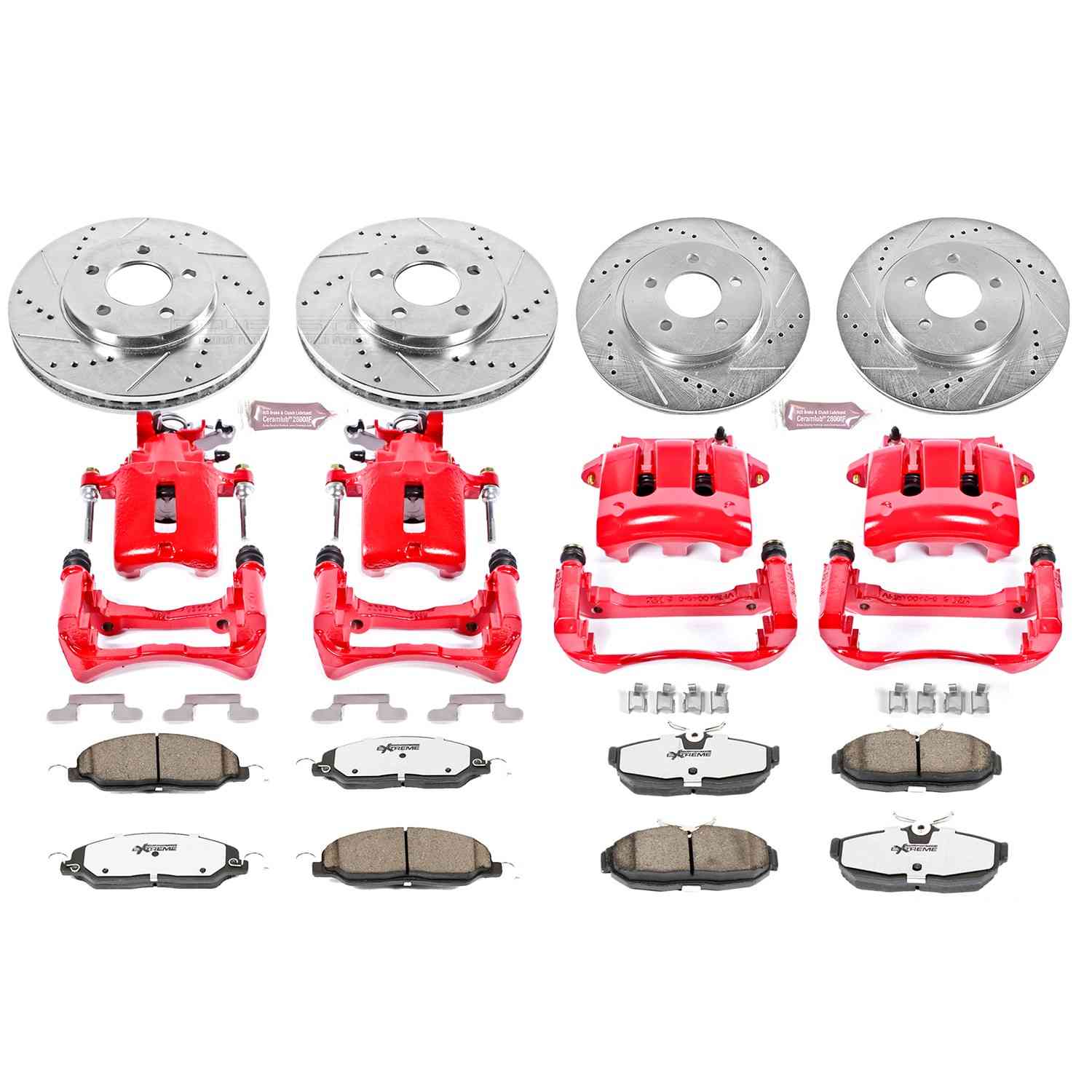 Power Stop 05-10 Ford Mustang Front & Rear Z26 Street Warrior Brake Kit w/Calipers