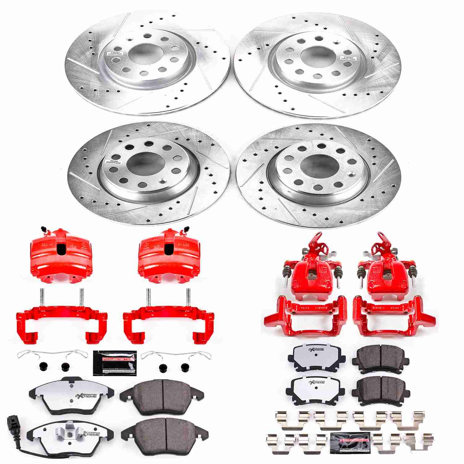 Power Stop 2009 Audi A3 Front & Rear Z26 Street Warrior Brake Kit w/Calipers
