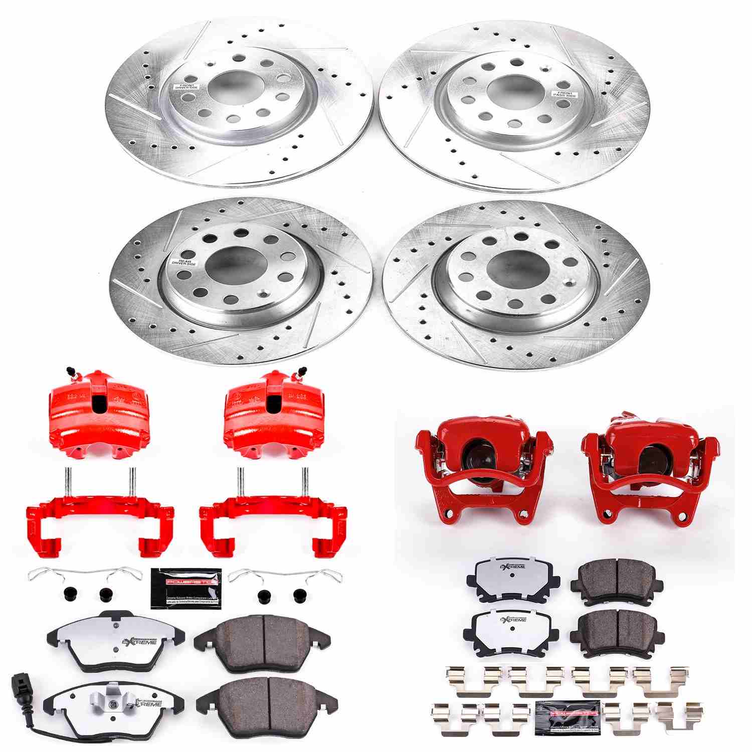 Power Stop 06-08 Audi A3 Front & Rear Z26 Street Warrior Brake Kit w/Calipers