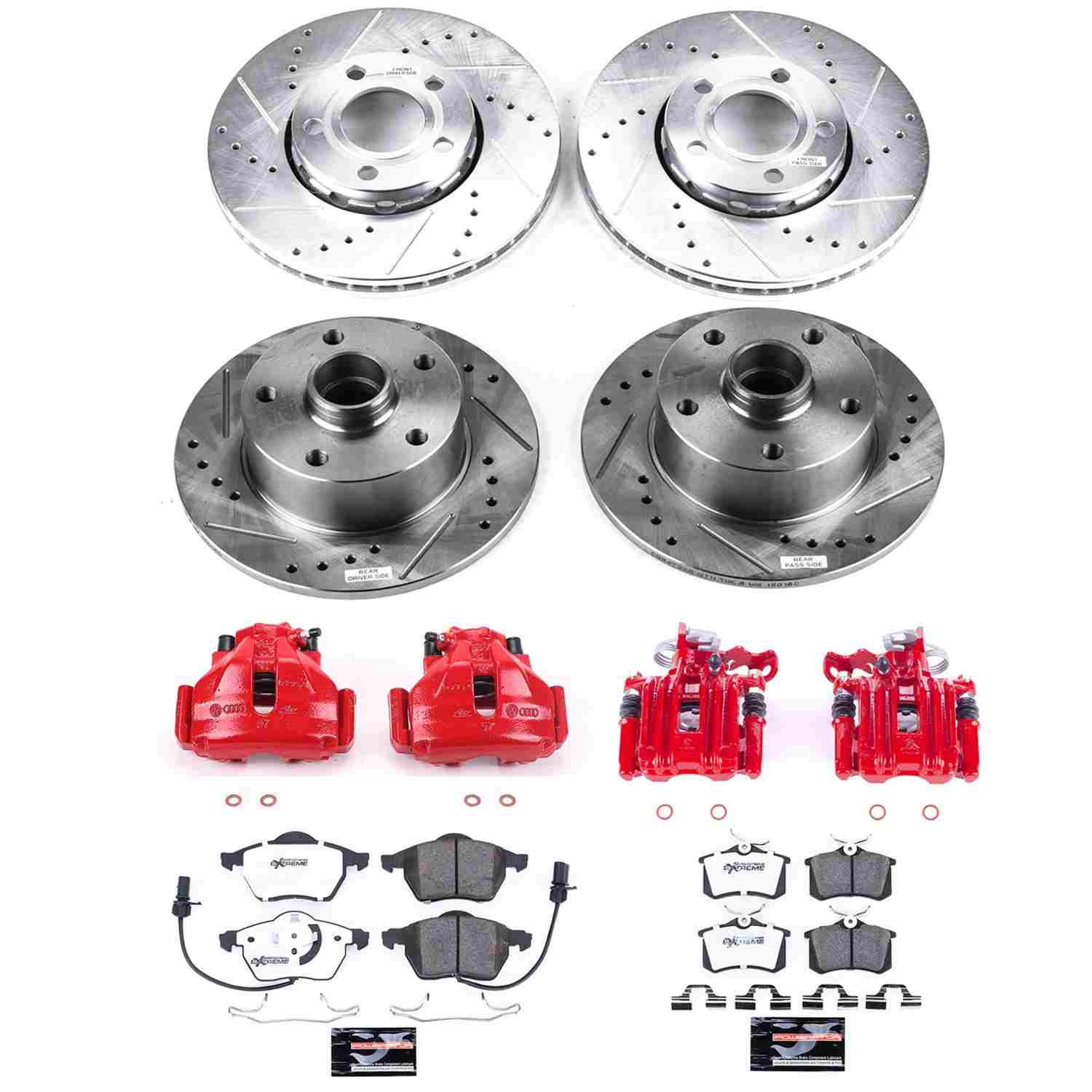 Power Stop 99-01 Audi A4 Front & Rear Z26 Street Warrior Brake Kit w/Calipers