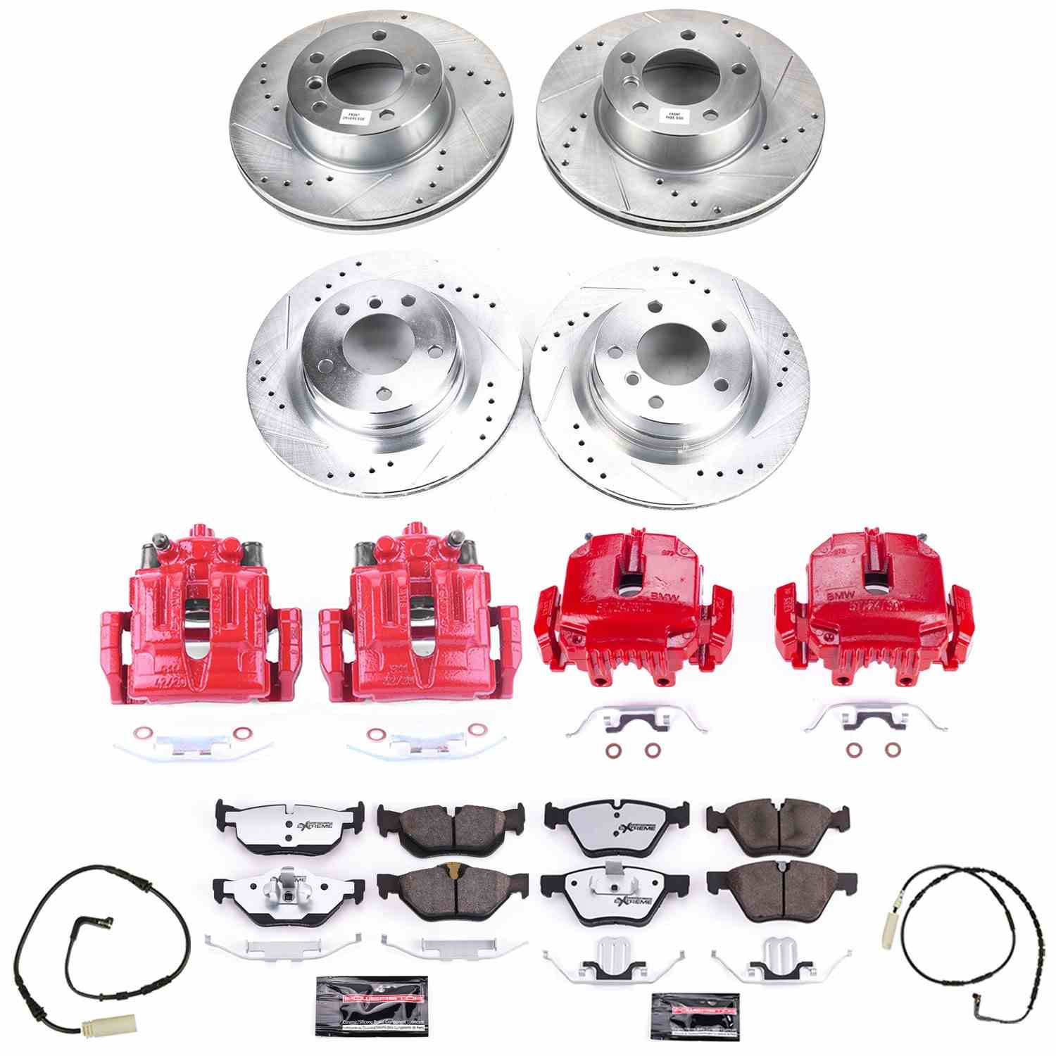 Power Stop 2006 BMW 325i Front & Rear Z26 Street Warrior Brake Kit w/Calipers