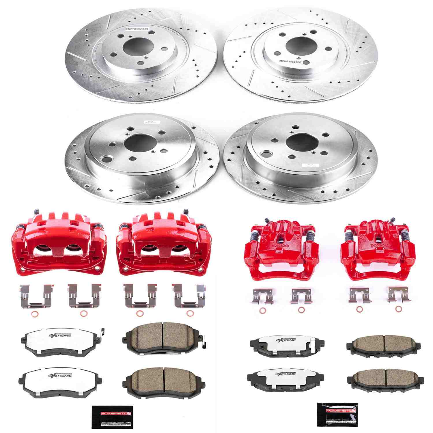 Power Stop 10-12 Subaru Legacy Front & Rear Z26 Street Warrior Brake Kit w/Calipers