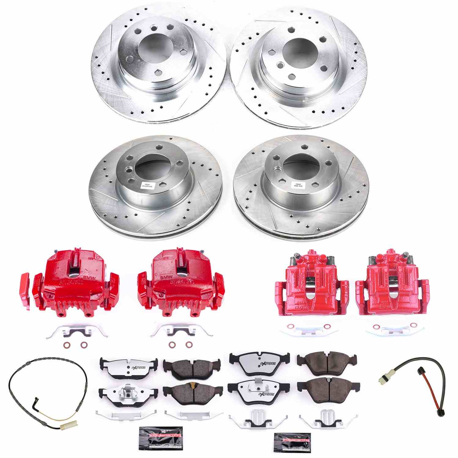 Power Stop 2007 BMW 328i Front & Rear Z26 Street Warrior Brake Kit w/Calipers