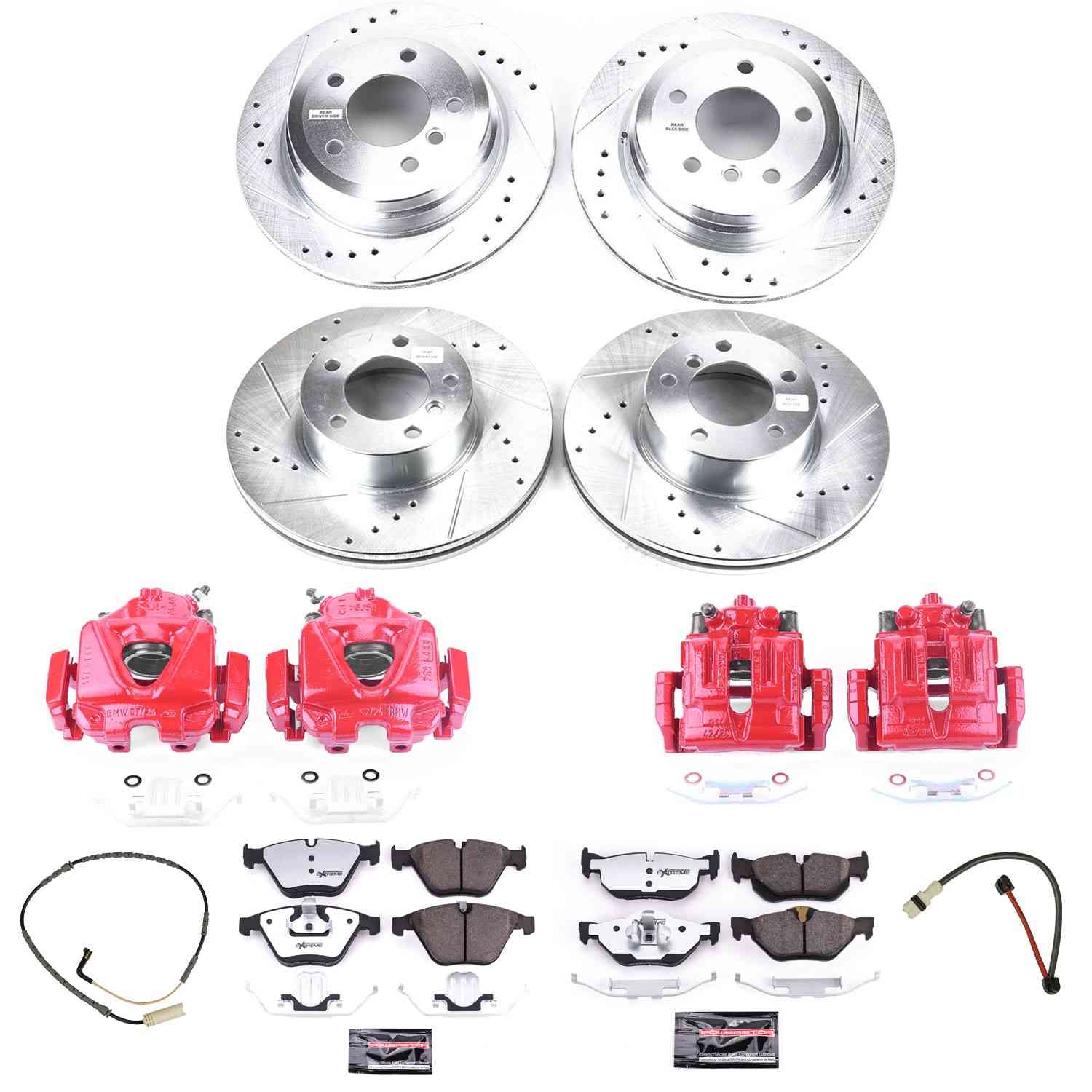 Power Stop 08-10 BMW 328i Front & Rear Z26 Street Warrior Brake Kit w/Calipers