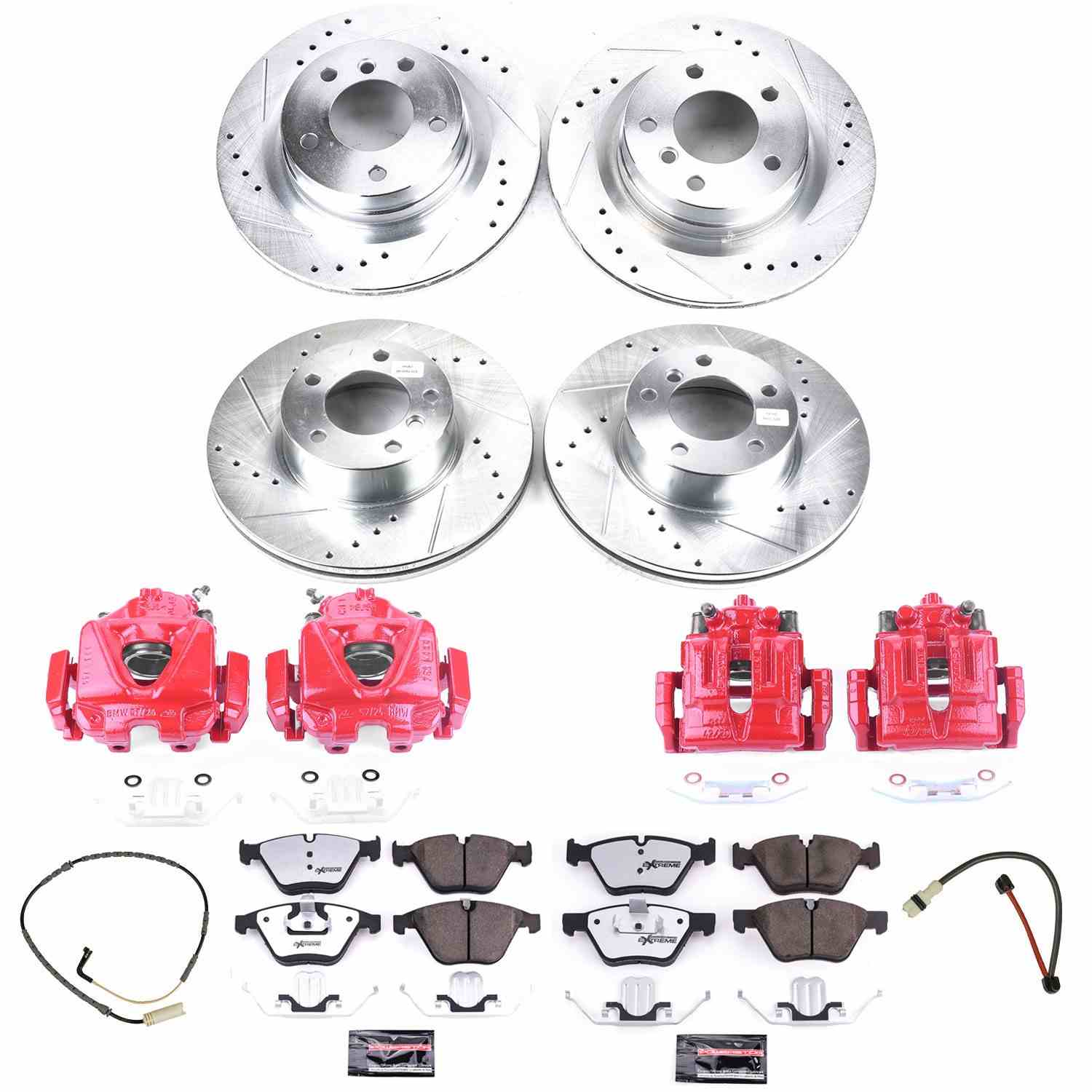 Power Stop 08-10 BMW 328i Front & Rear Z26 Street Warrior Brake Kit w/Calipers