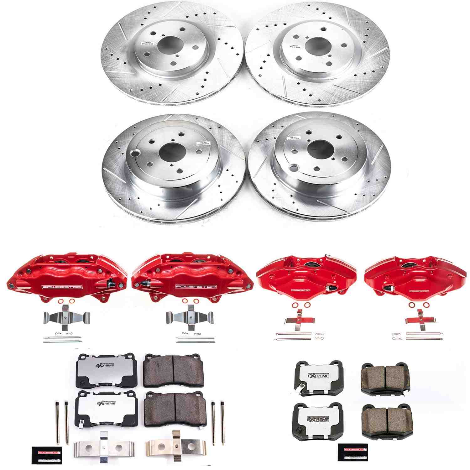 Power Stop 08-14 Subaru Impreza Front & Rear Z26 Street Warrior Brake Kit w/Calipers