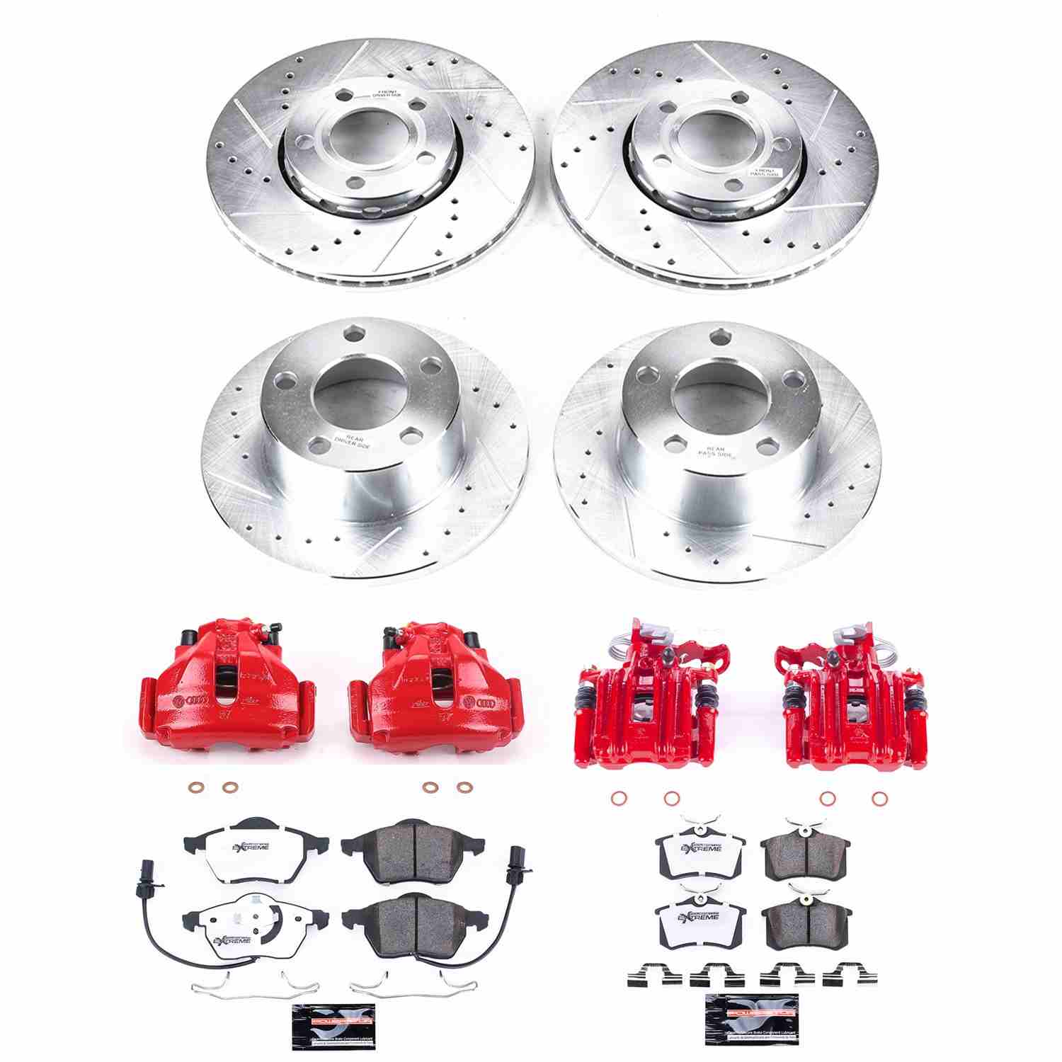 Power Stop 98-01 Audi A6 Front & Rear Z26 Street Warrior Brake Kit w/Calipers
