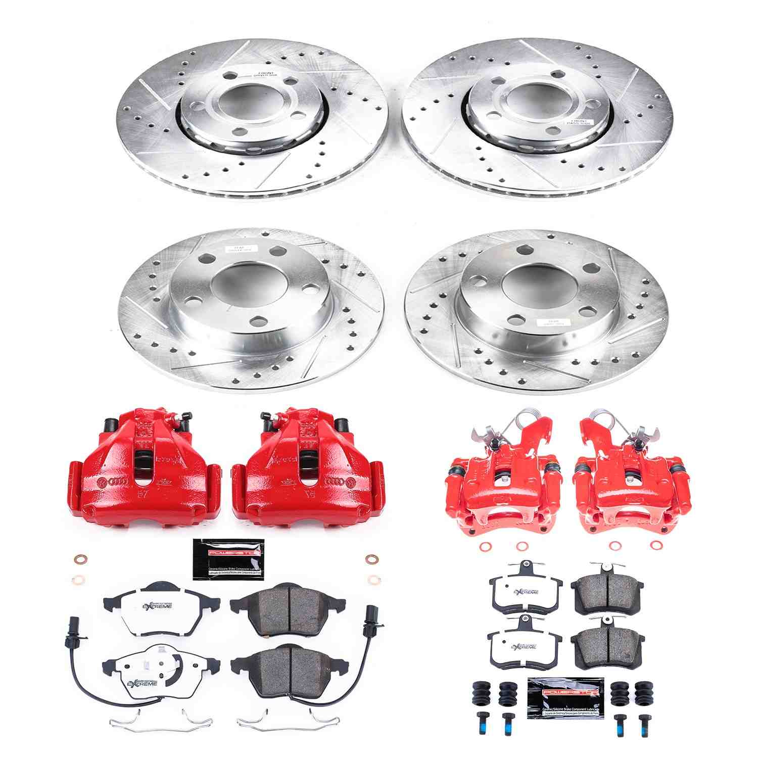 Power Stop 99-01 Audi A4 Quattro Front & Rear Z26 Street Warrior Brake Kit w/Calipers