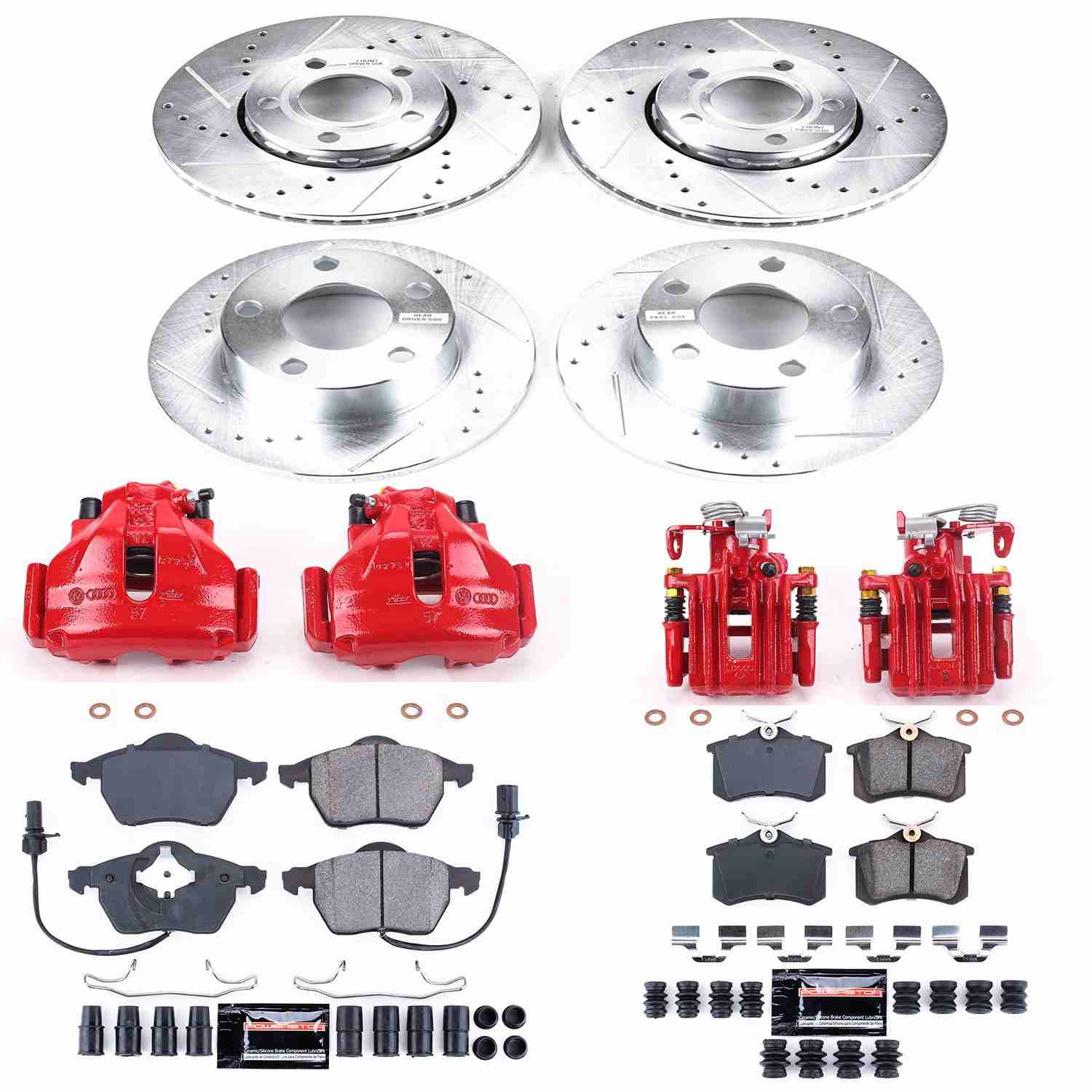 Power Stop 98-01 Audi A6 Quattro Front & Rear Z23 Evolution Sport Brake Kit w/Calipers