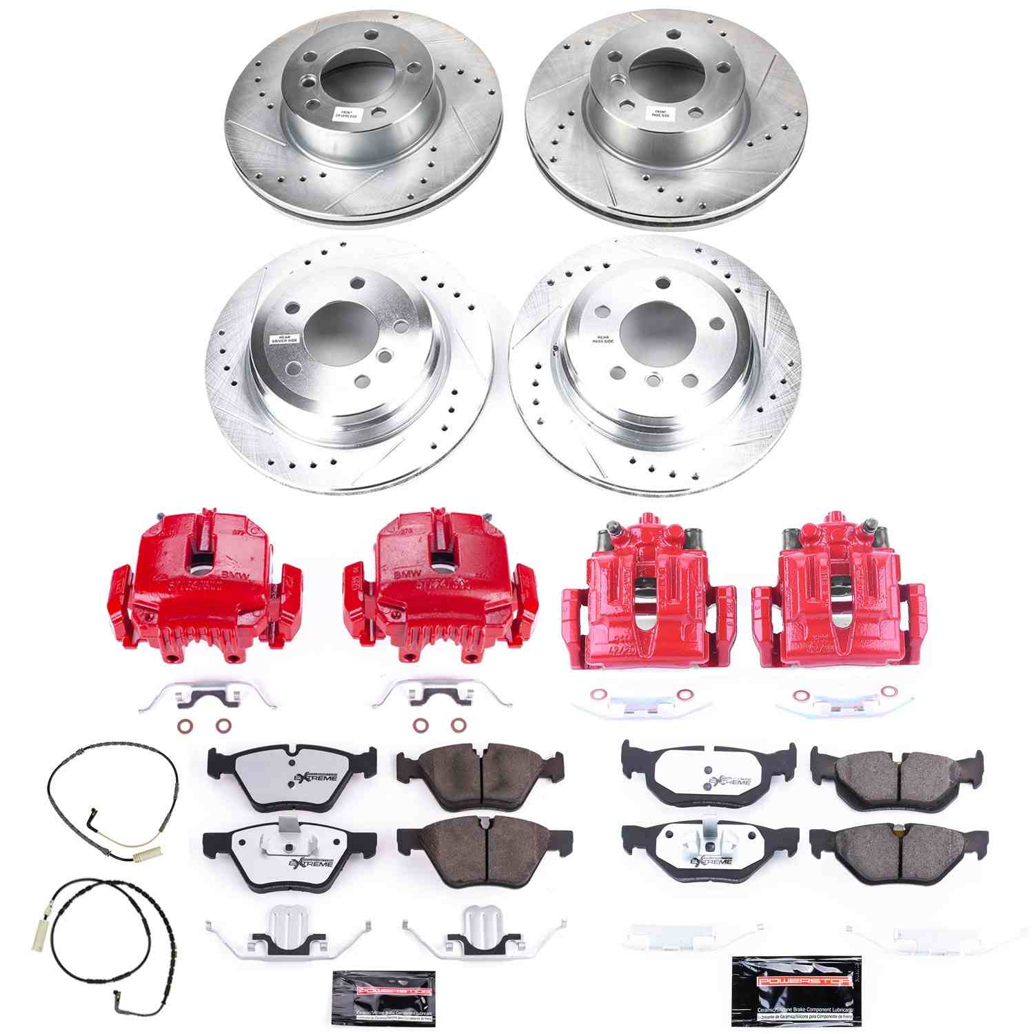 Power Stop 2006 BMW 325xi Front & Rear Z26 Street Warrior Brake Kit w/Calipers