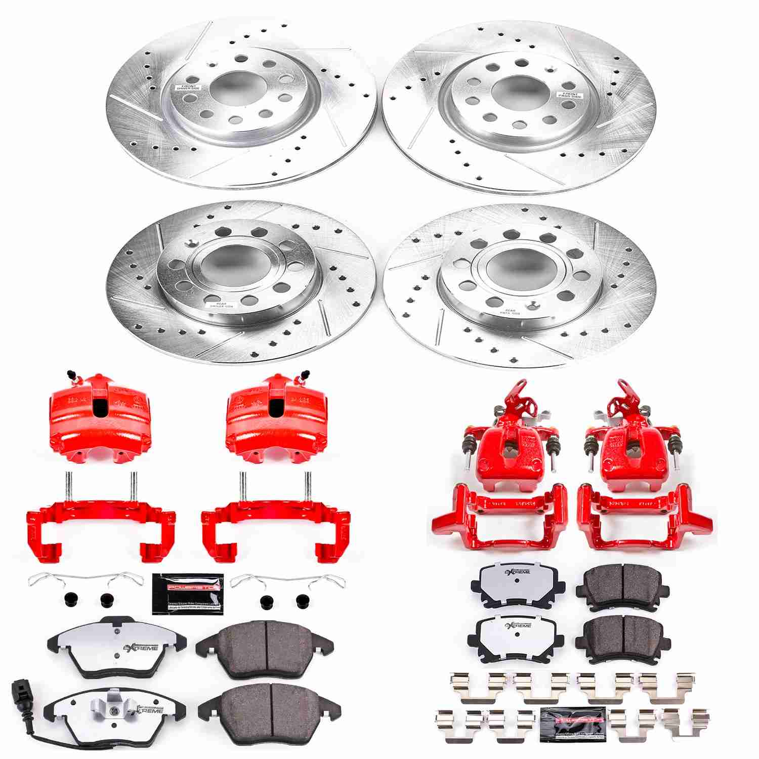 Power Stop 2008 Audi A3 Front & Rear Z26 Street Warrior Brake Kit w/Calipers