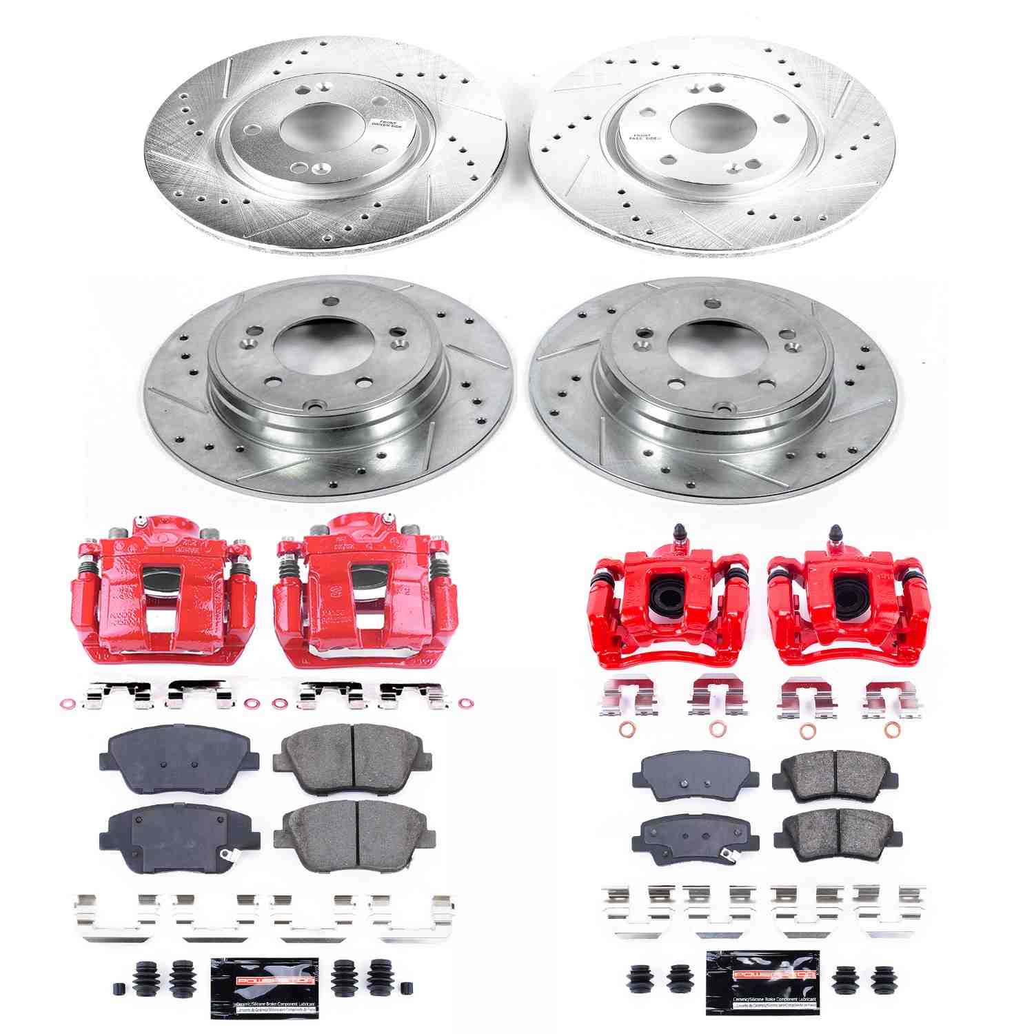 Power Stop 10-15 Hyundai Sonata Front & Rear Z23 Evolution Sport Brake Kit w/Calipers
