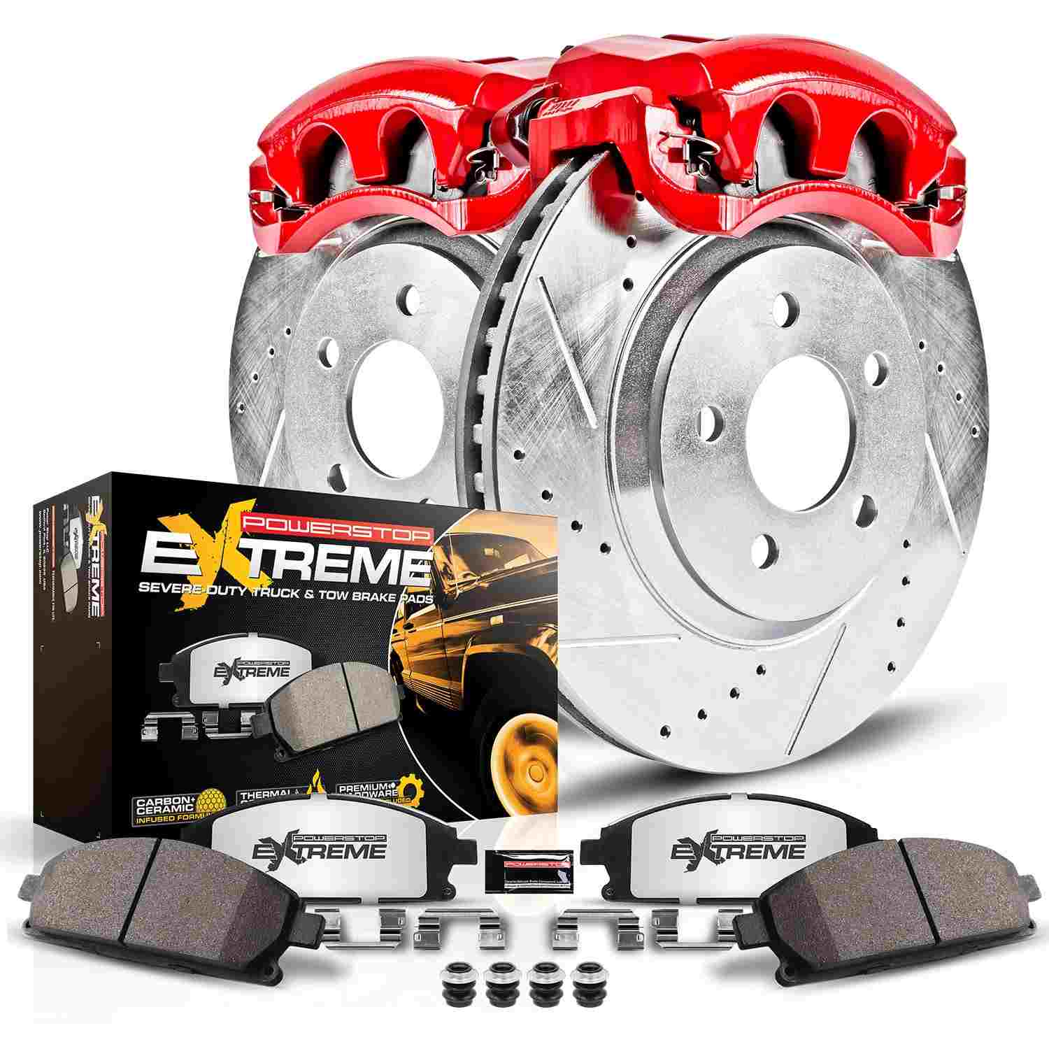 Power Stop 11-12 Ford Taurus Front Z36 Truck & Tow Kit w/Cals
