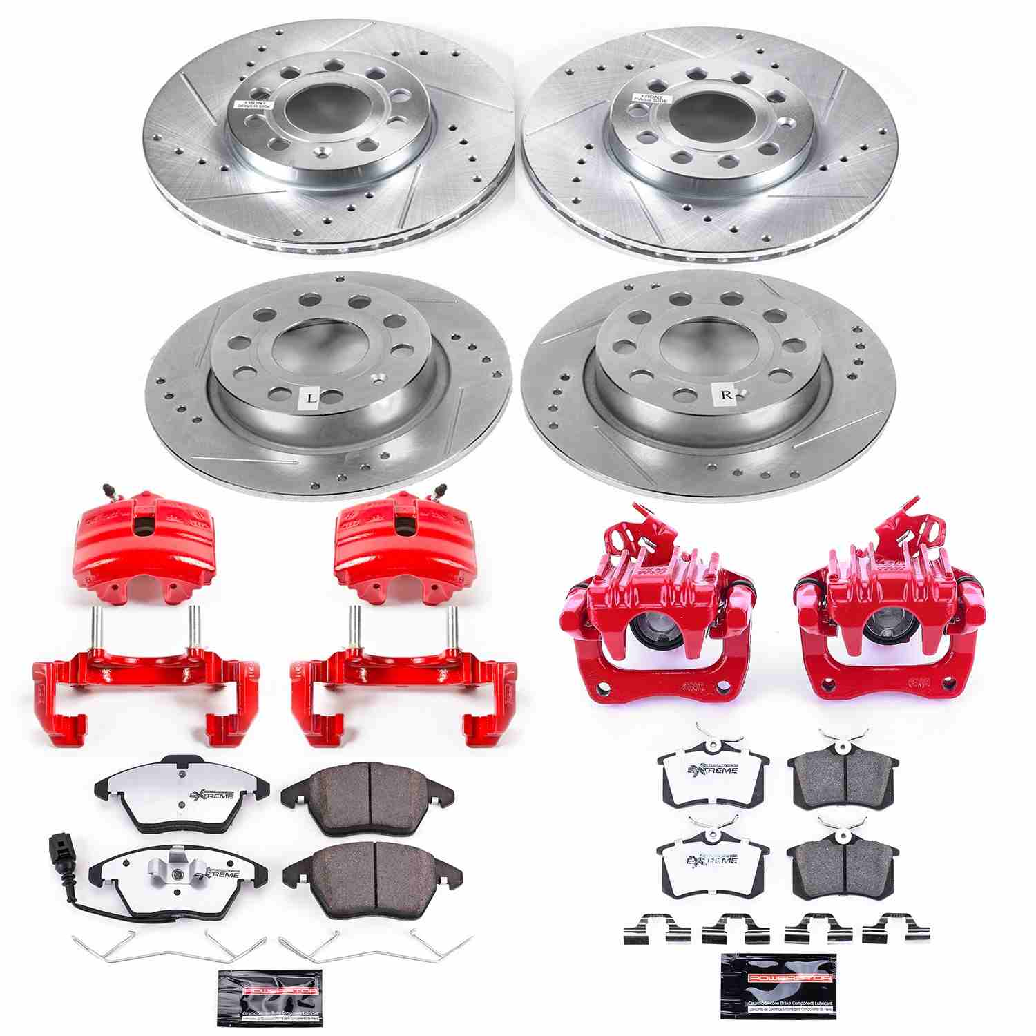Power Stop 10-12 Audi A3 Front & Rear Z26 Street Warrior Brake Kit w/Calipers