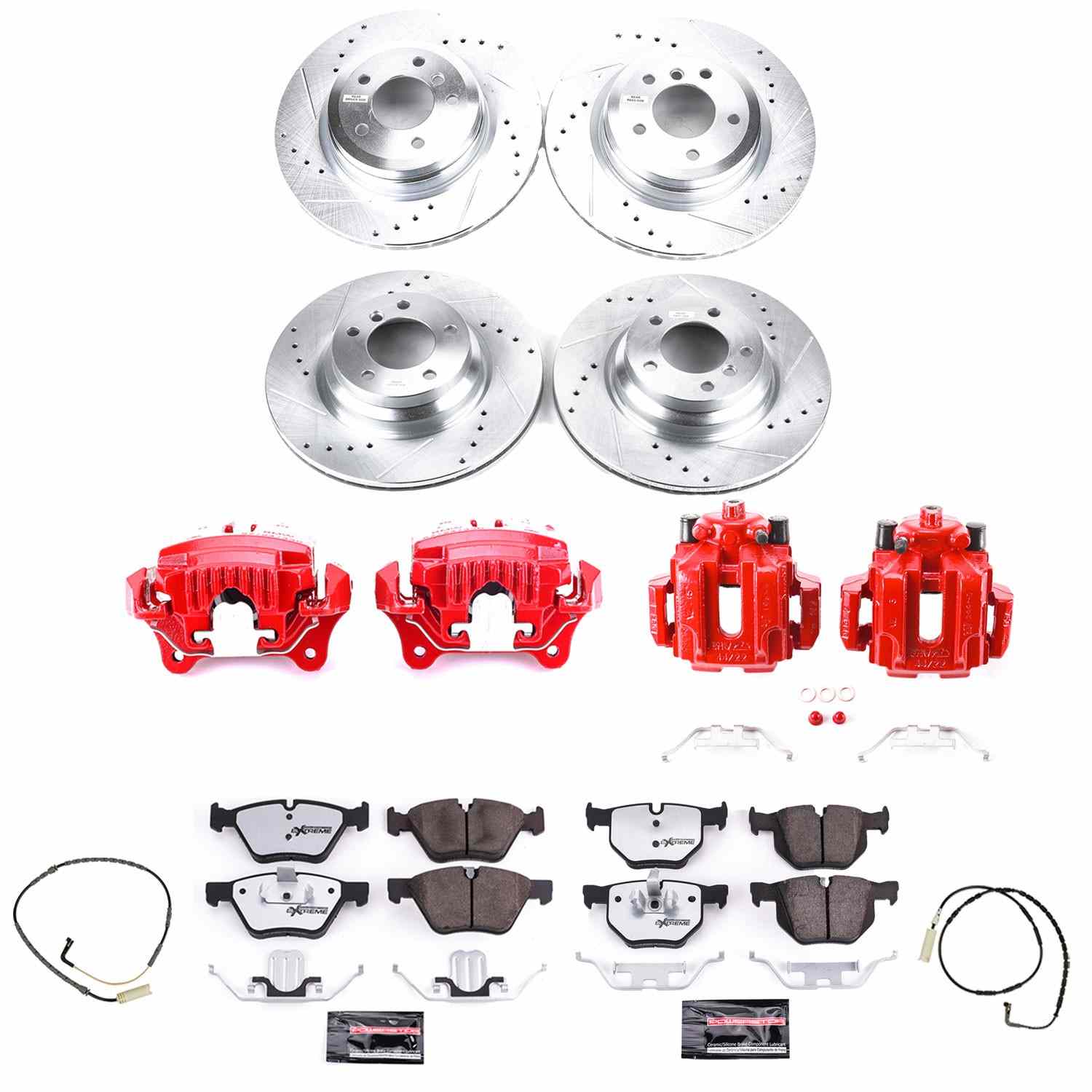 Power Stop 2006 BMW 330xi Front & Rear Z26 Street Warrior Brake Kit w/Calipers