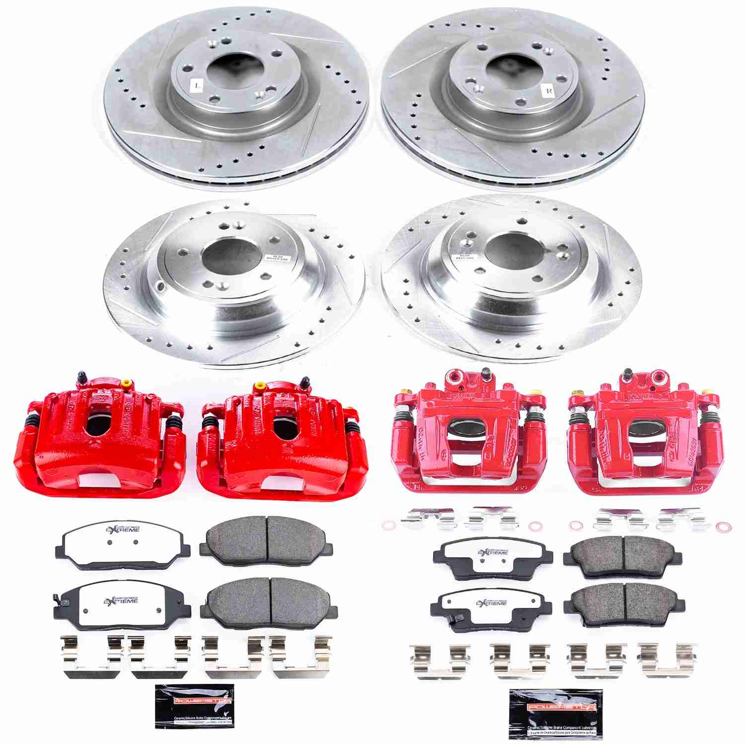 Power Stop 10-11 Hyundai Genesis Front & Rear Z26 Street Warrior Brake Kit w/Calipers