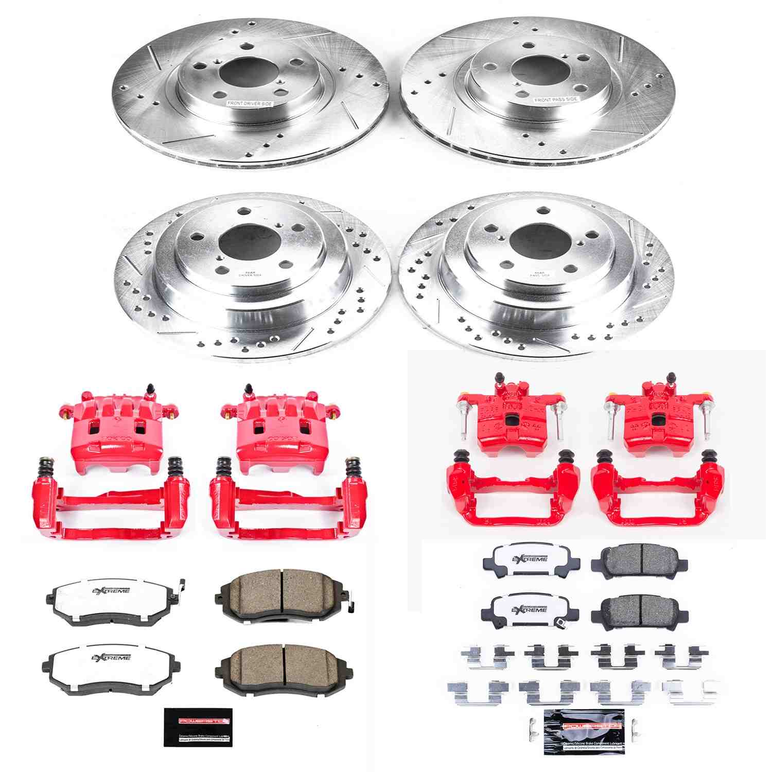 Power Stop 02-03 Subaru Impreza Front & Rear Z26 Street Warrior Brake Kit w/Calipers