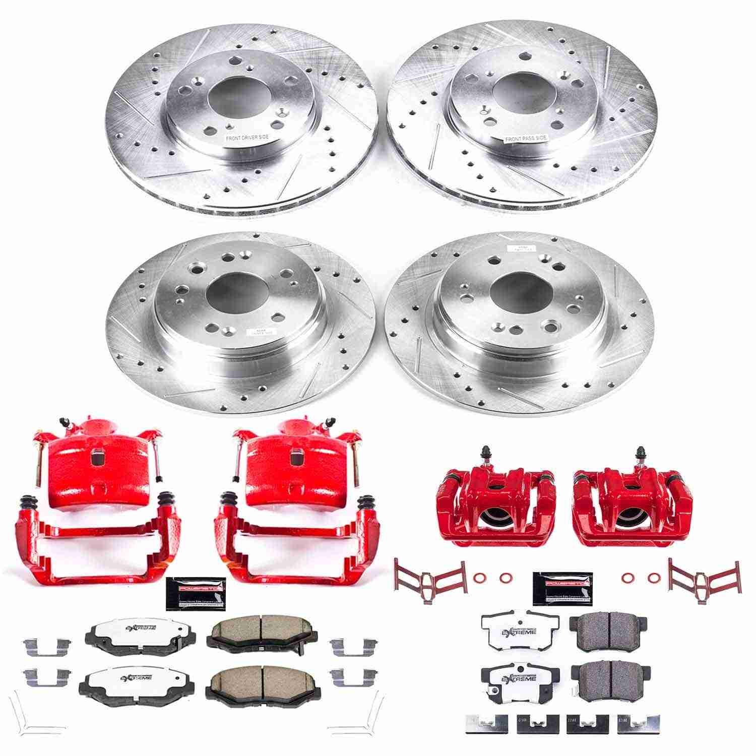 Power Stop 02-04 Honda CR-V Front & Rear Z26 Street Warrior Brake Kit w/Calipers