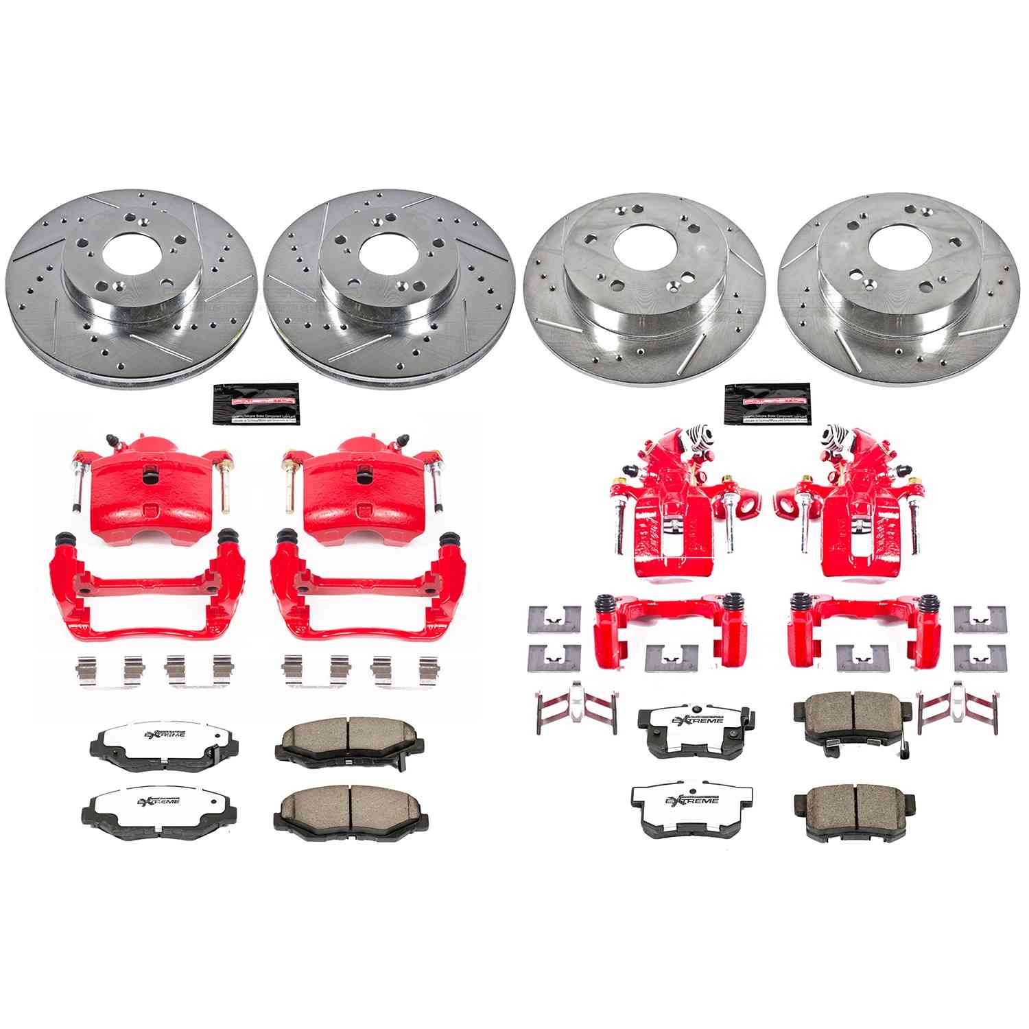 Power Stop 14-15 Acura ILX Front & Rear Z26 Street Warrior Brake Kit w/Calipers