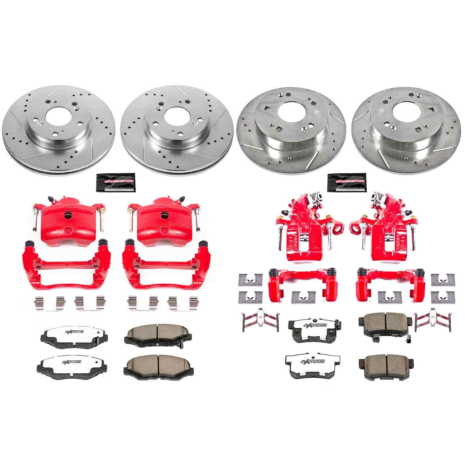 Power Stop 2013 Acura ILX Front & Rear Z26 Street Warrior Brake Kit w/Calipers