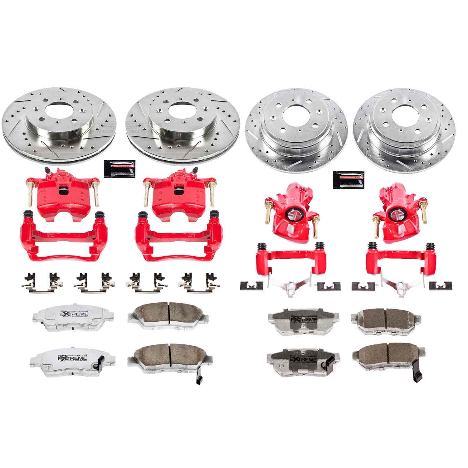 Power Stop 94-97 Honda Civic del Sol Front & Rear Z26 Street Warrior Brake Kit w/Calipers