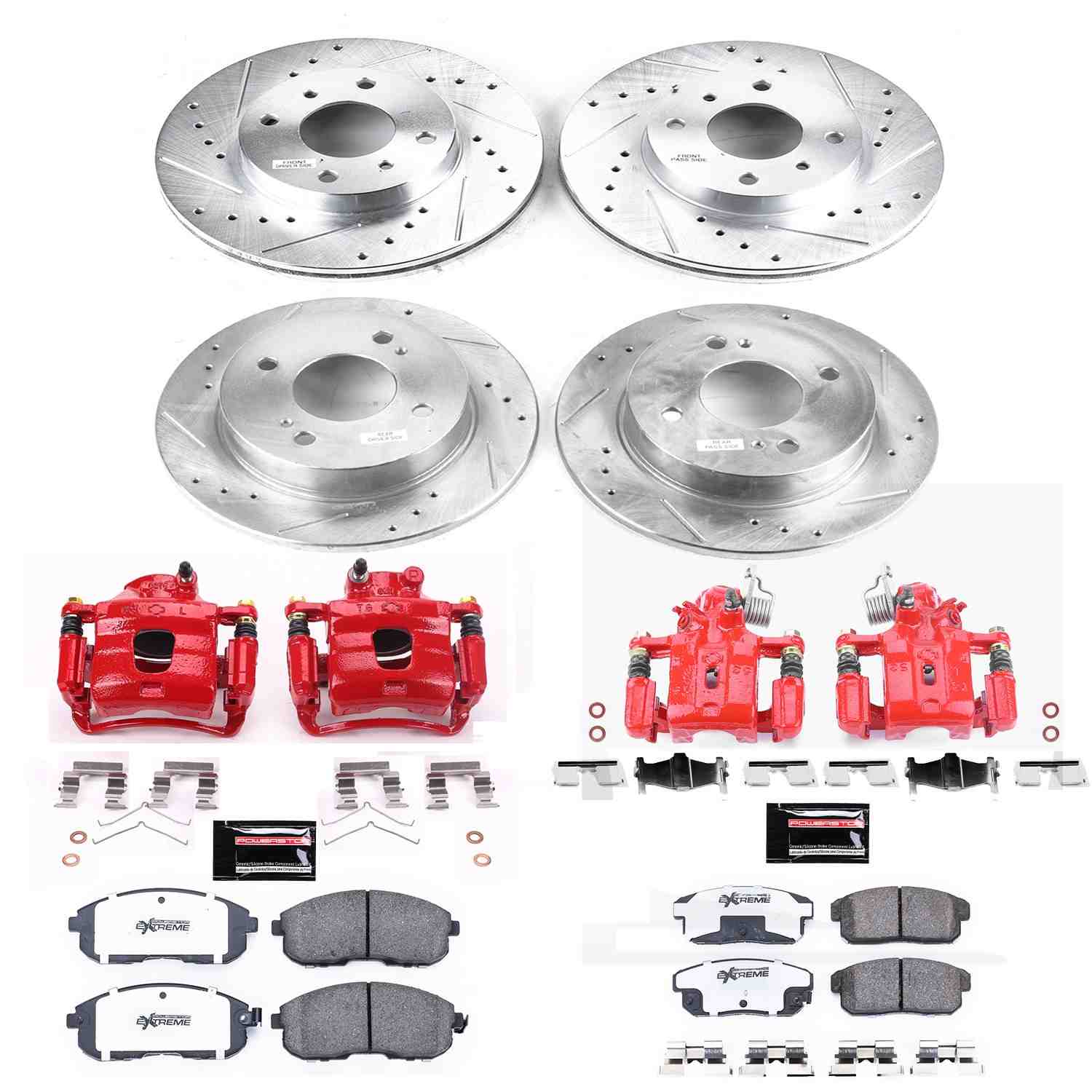 Power Stop 2001 Nissan Sentra Front & Rear Z26 Street Warrior Brake Kit w/Calipers