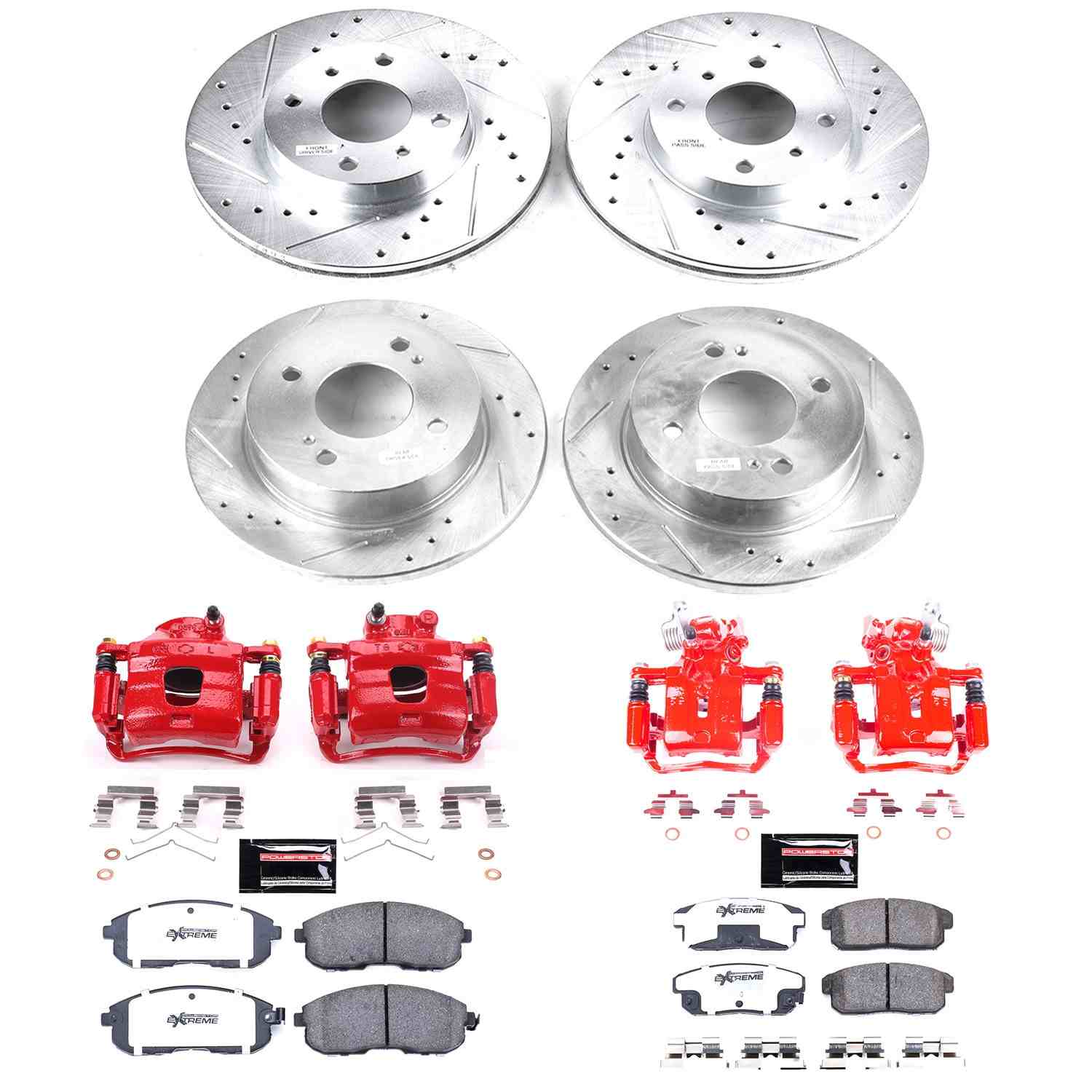 Power Stop 02-06 Nissan Sentra Front & Rear Z26 Street Warrior Brake Kit w/Calipers