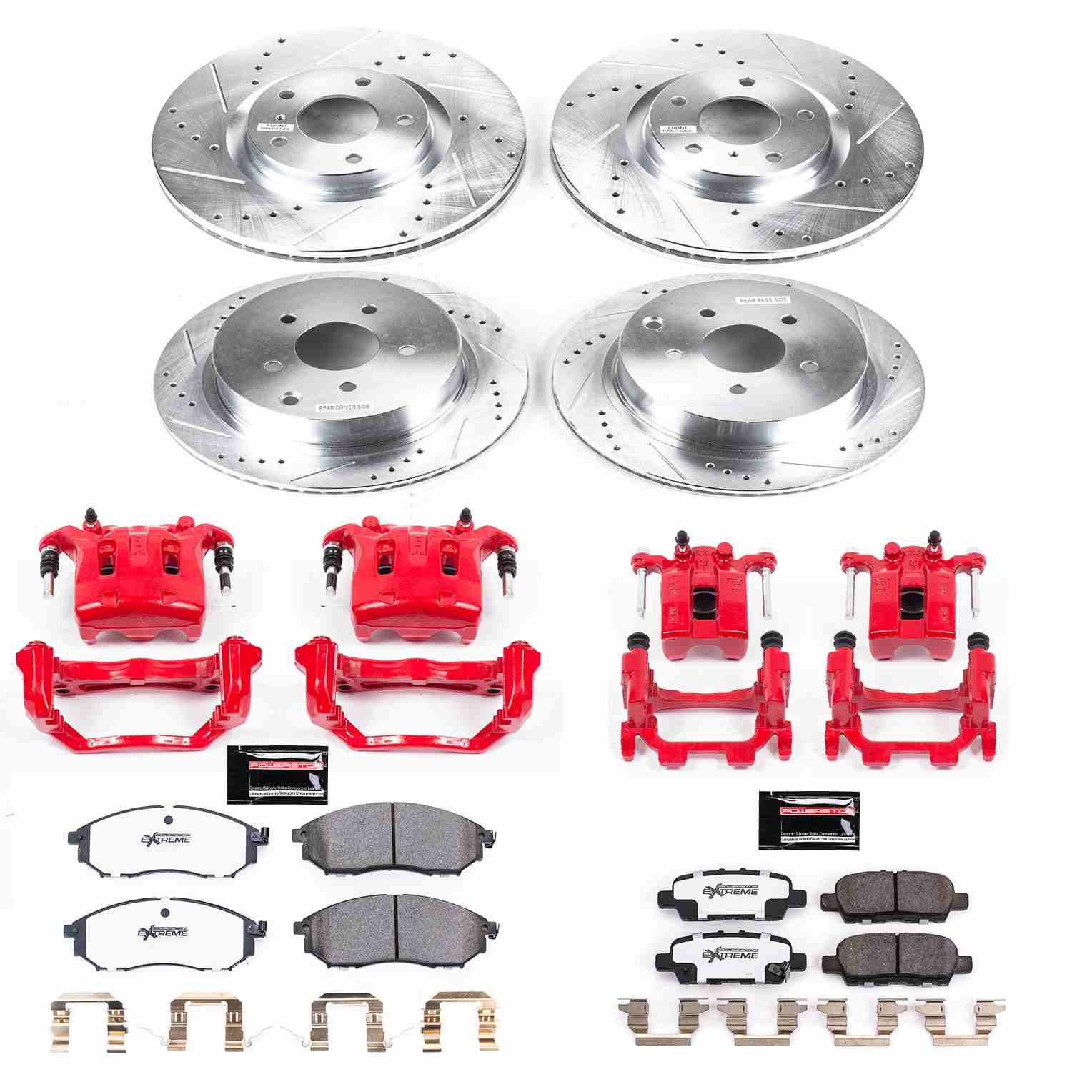 Power Stop 18-19 INFINITI Q70L Front and Rear Z26 Street Kit w/Cals