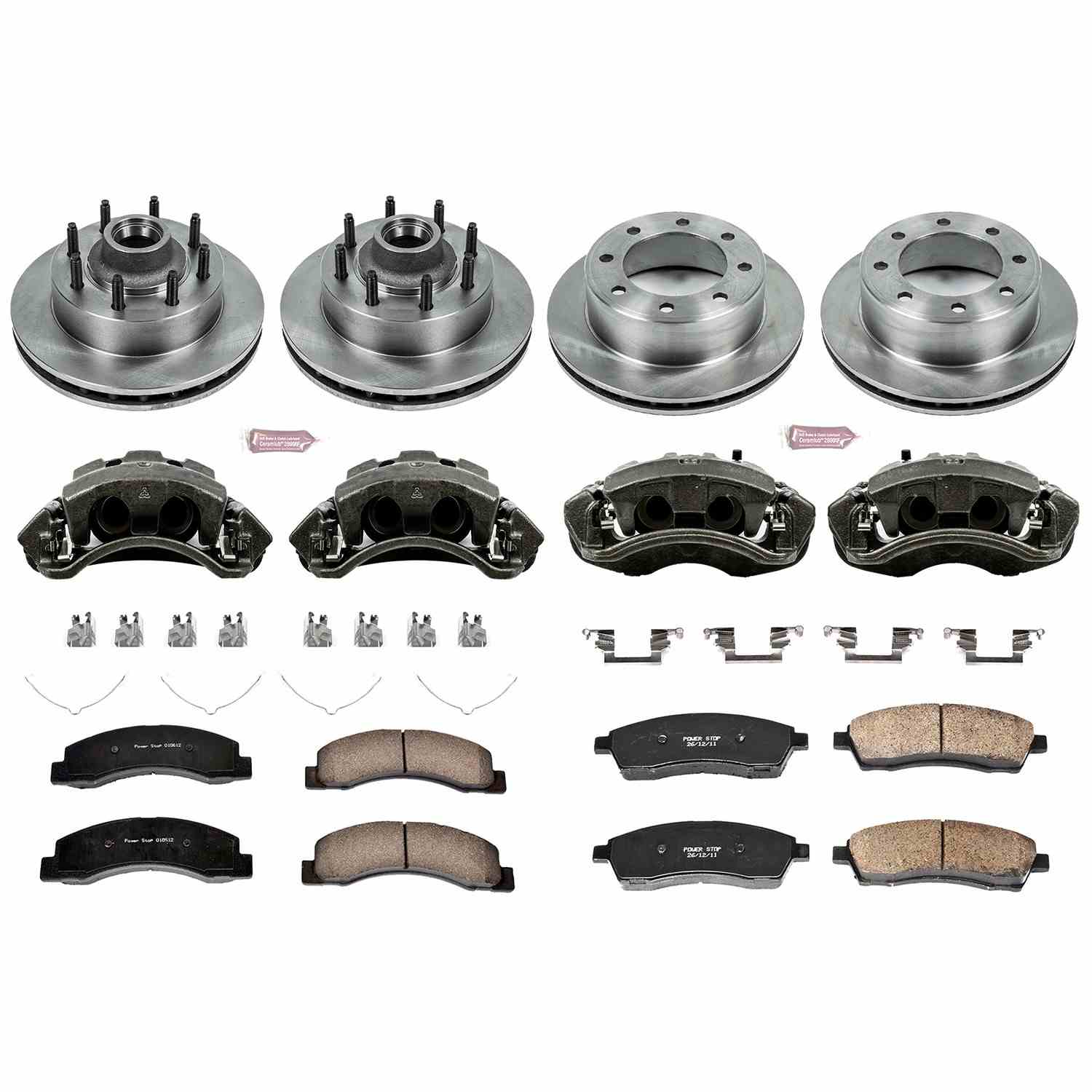 Power Stop 00-02 Ford Excursion Front & Rear Autospecialty Kit w/Calipers