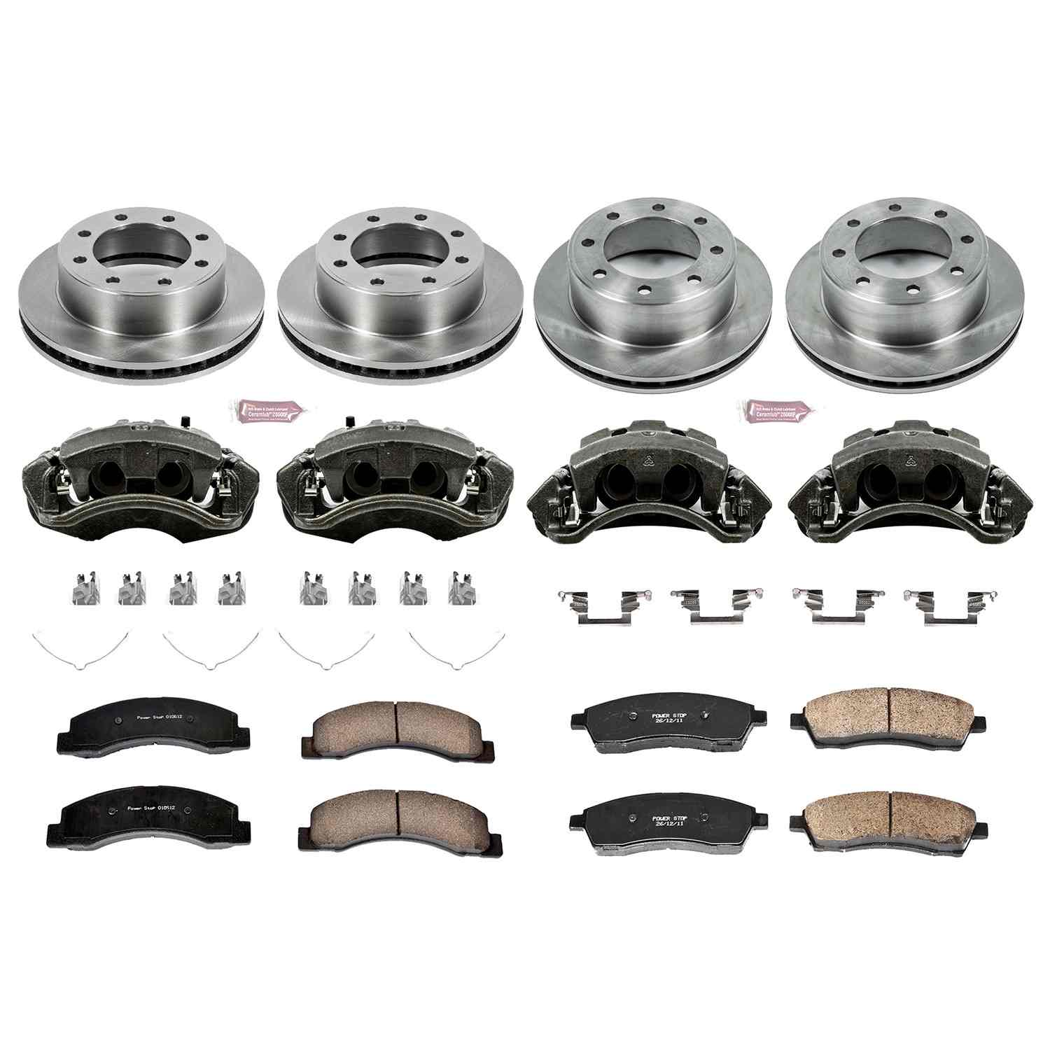 Power Stop 00-05 Ford Excursion Front & Rear Autospecialty Kit w/Cals