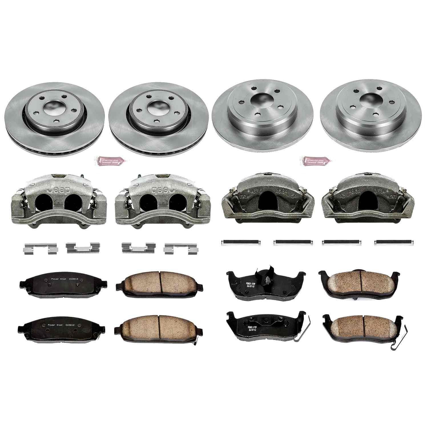 Power Stop 06-10 Jeep Commander Front & Rear Autospecialty Kit w/Cals