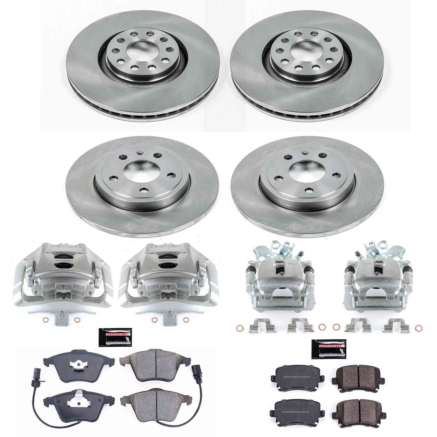 Power Stop 05-09 Audi A4 Front & Rear Autospecialty Kit w/Cals